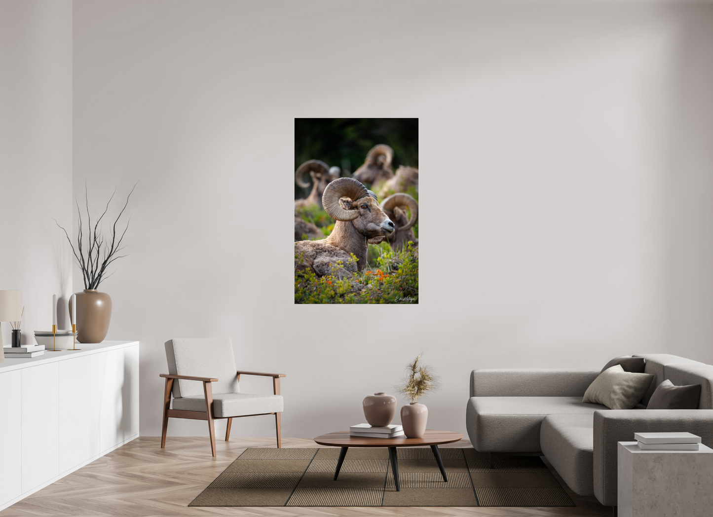 36 x 54″, Acrylic "High Watch" - Bighorn Sheep