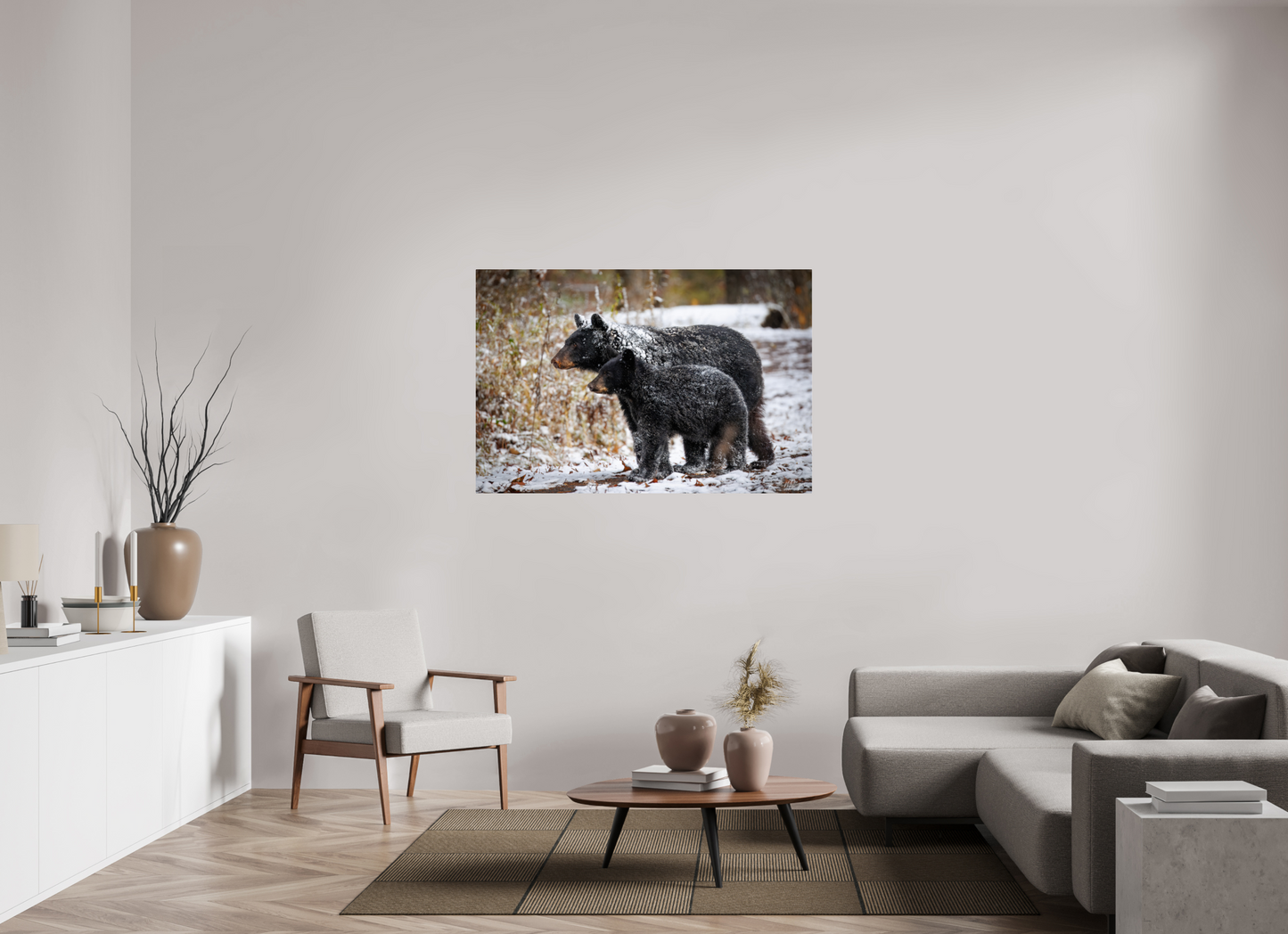 54 x 36″, Acrylic "Guardians of the Snow" - Black Bears