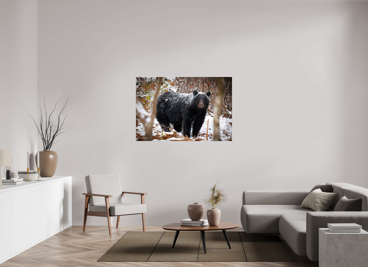 54 x 36″, Acrylic "Winter Watcher" - Black Bear
