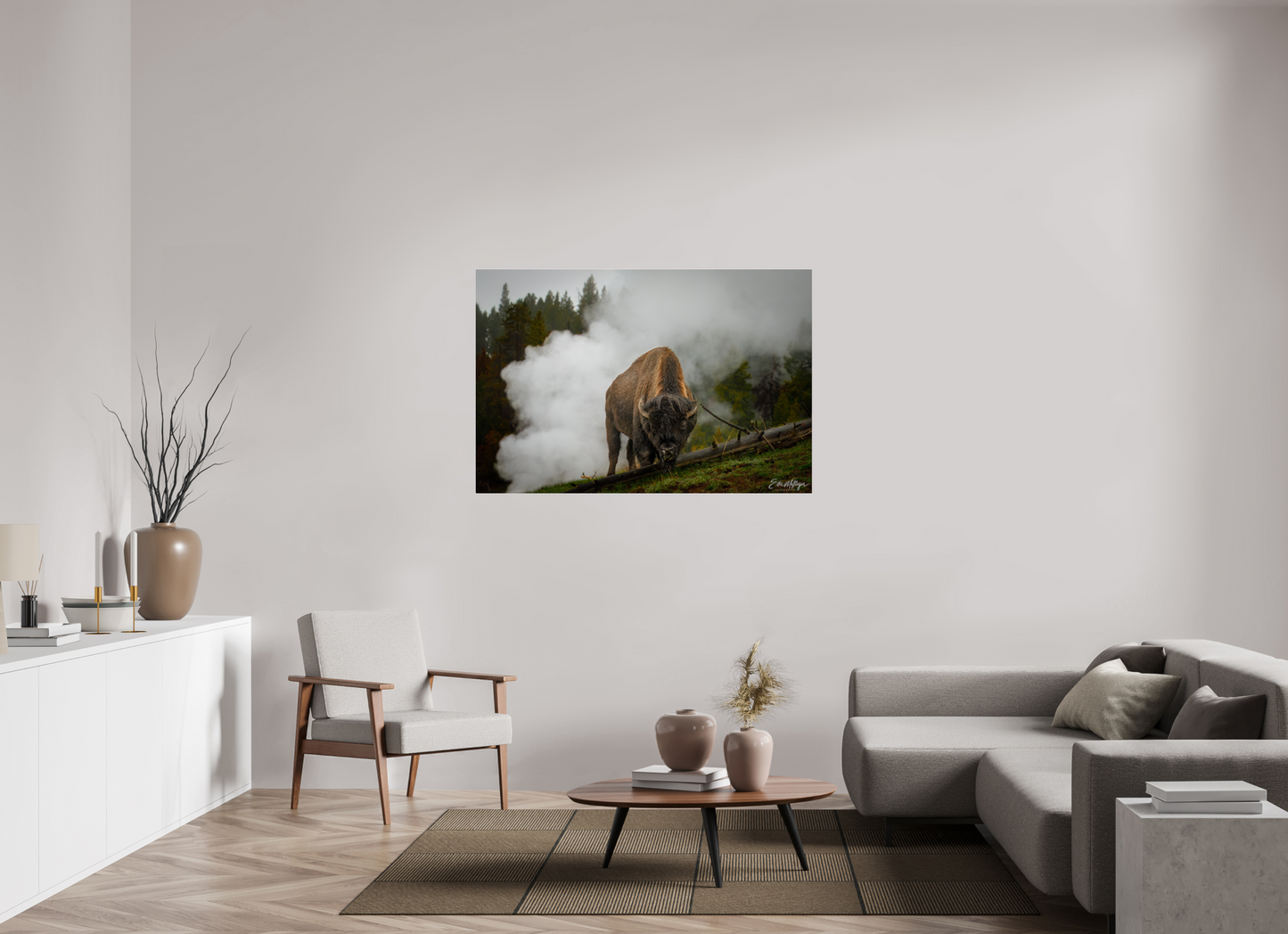 54 x 36″, Acrylic "Misty Majesty" - Bison