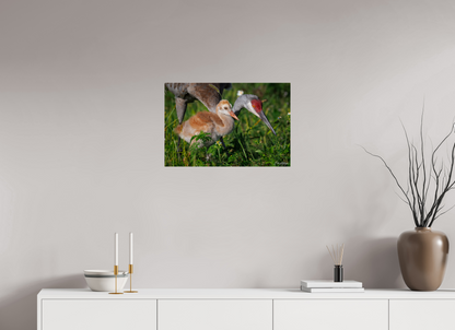 24 x 16″, Acrylic "Guiding the Next Generation" - Sandhill Cranes