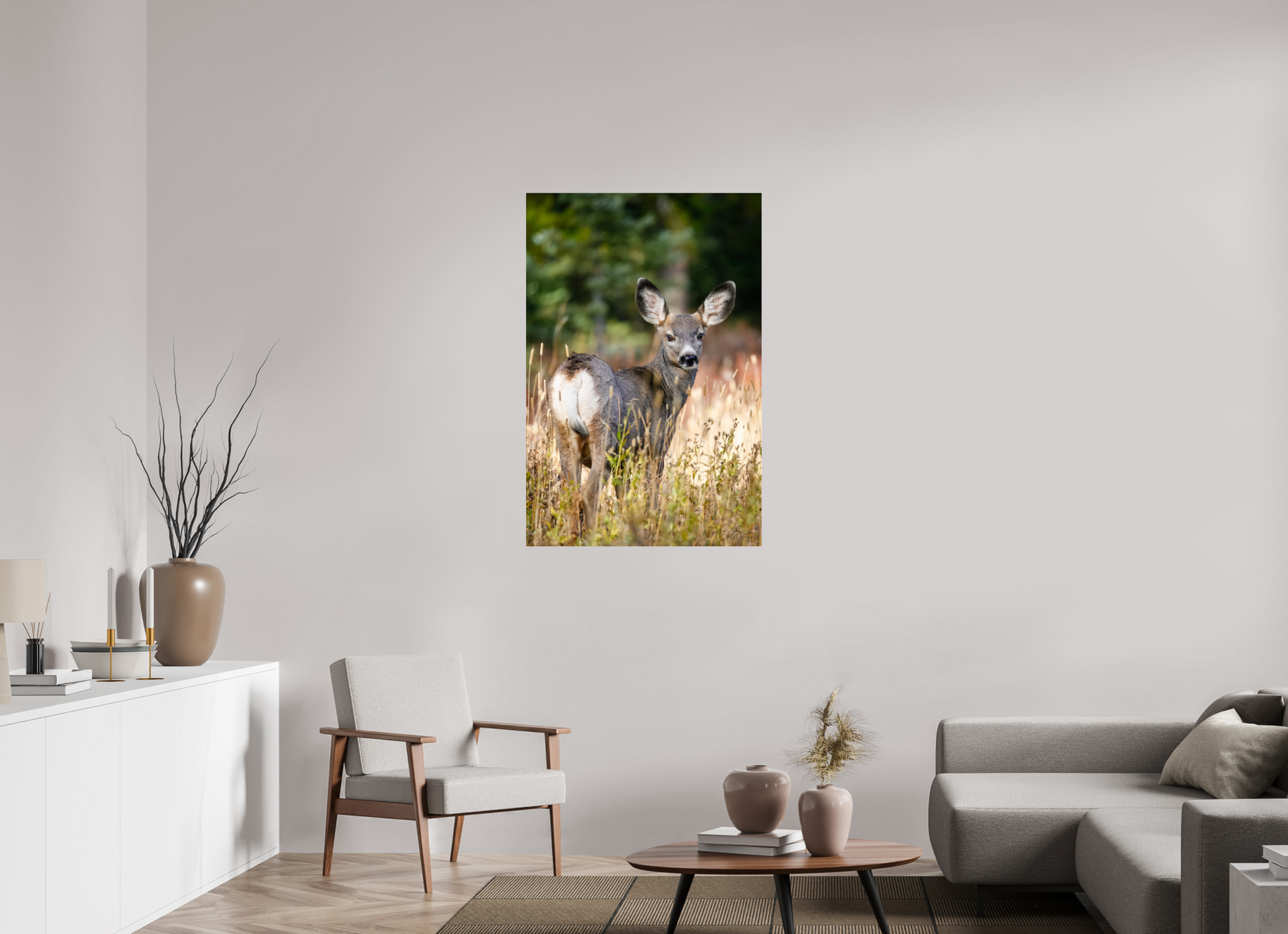 30 x 45″, Acrylic "The Look Back" - Mule Deer
