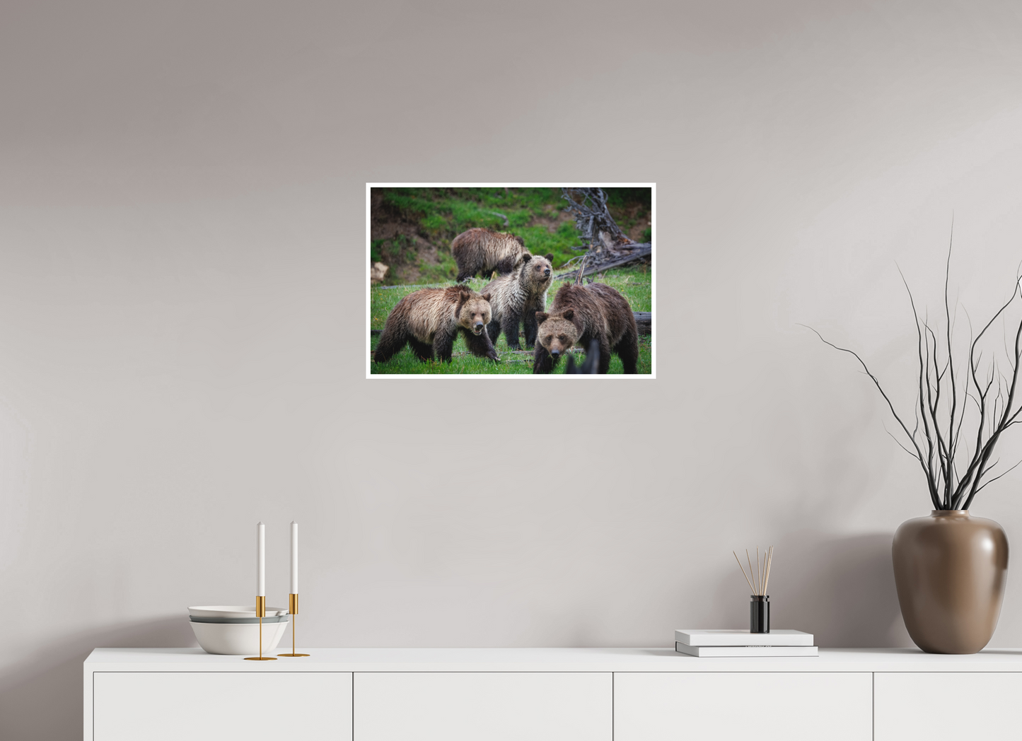 24 x 16″, Fine art print "Family Watch" - Grizzly Bears