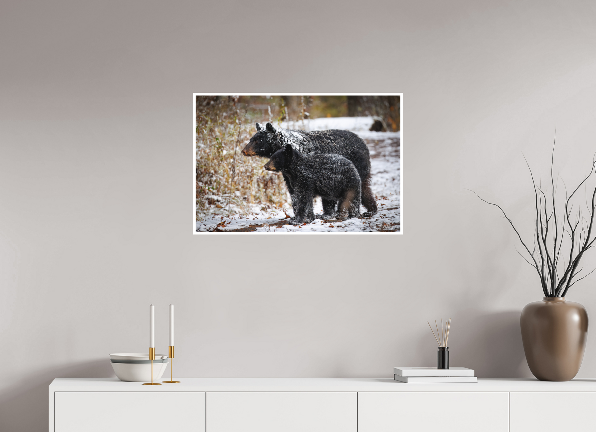 30 x 20″, Fine art print "Guardians of the Snow" - Black Bears