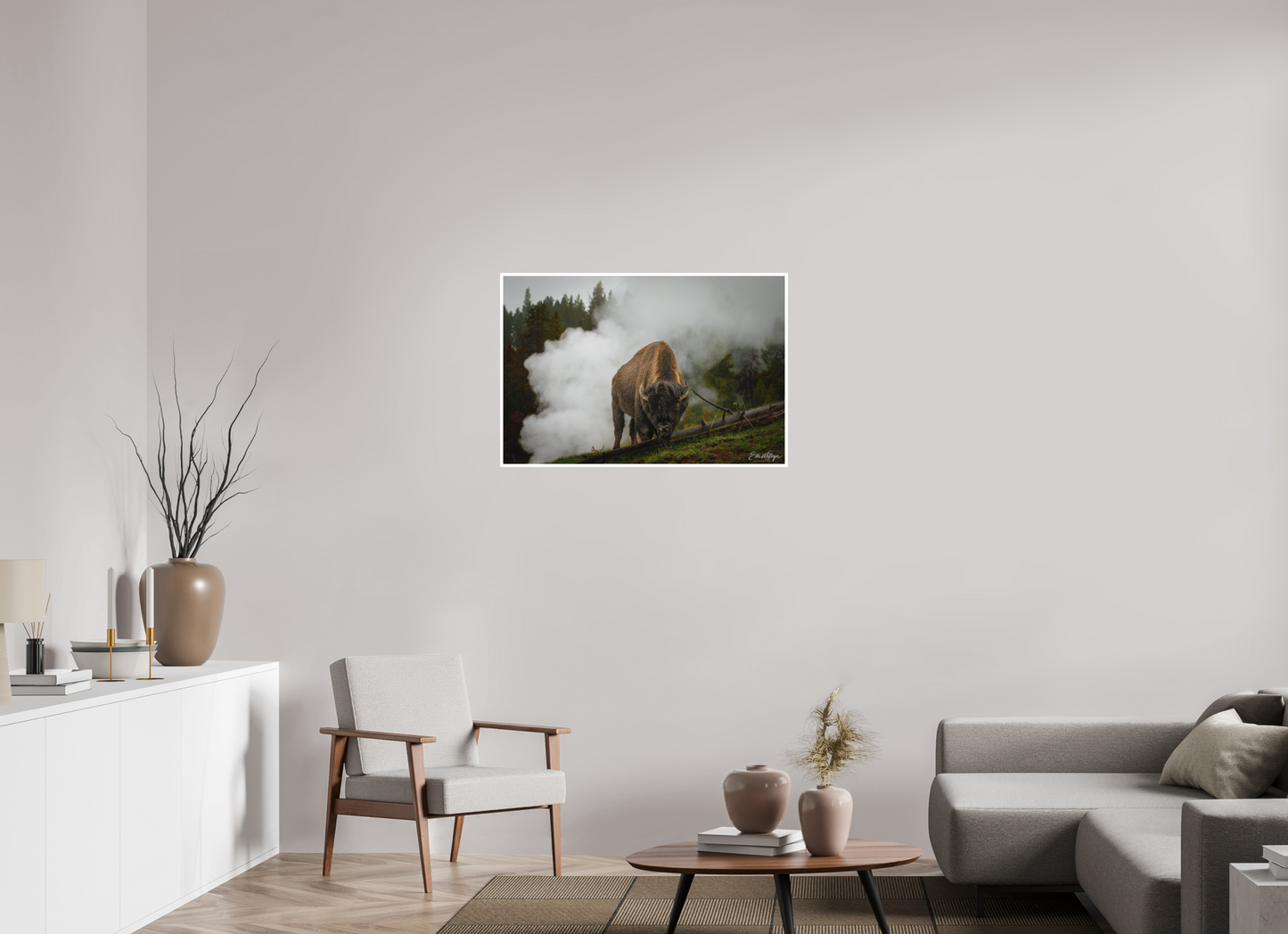 36 x 24″, Fine art print "Misty Majesty" - Bison