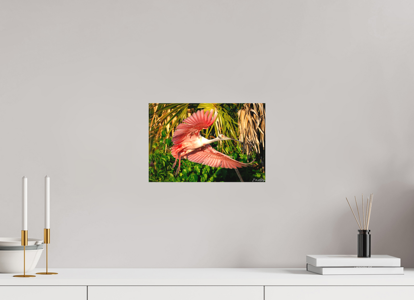 12 x 8″, Canvas "Brushstrokes of Pink" - Roseate Spoonbill
