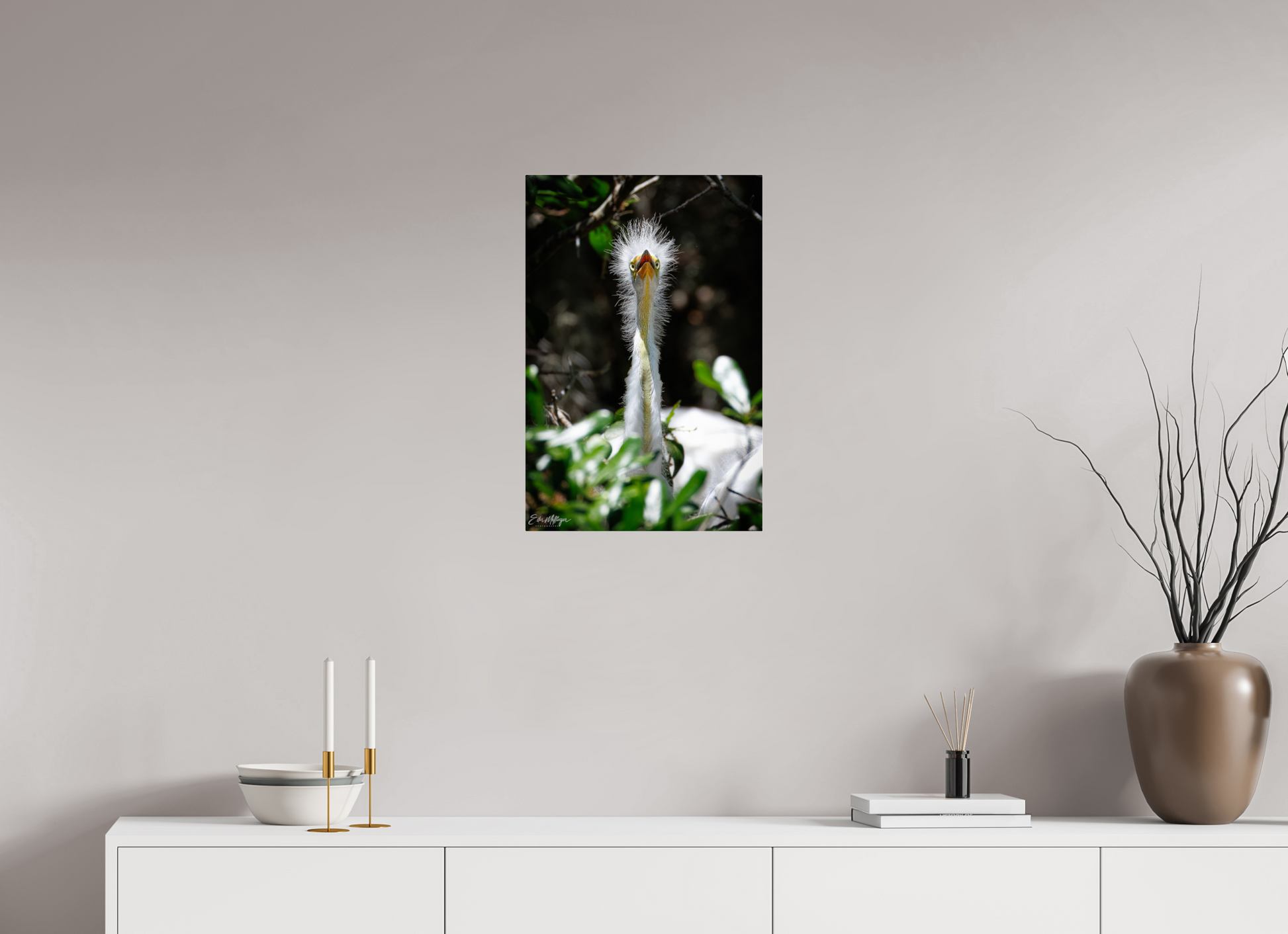16 x 24″, Acrylic "Wetland Punk" - Great Egret