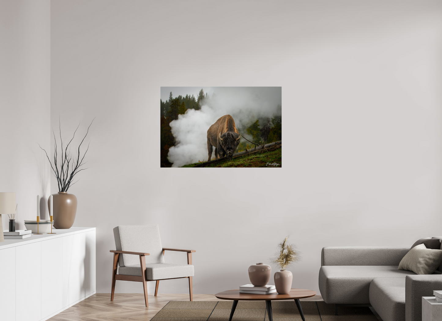 45 x 30″, Acrylic "Misty Majesty" - Bison