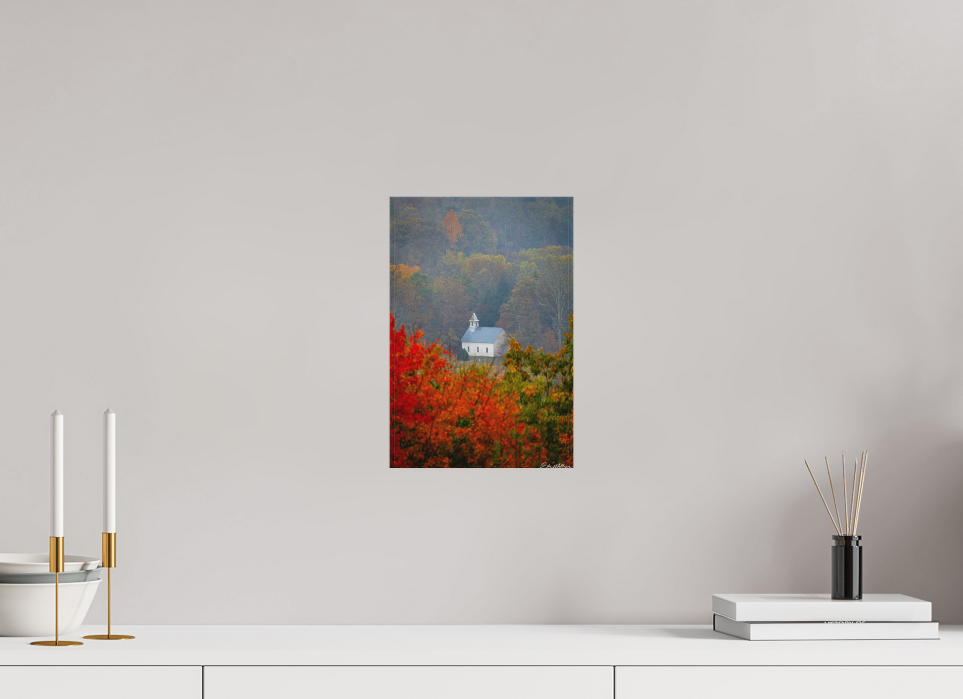 8 x 12″, Canvas Autumn Faith - Cades Cove Methodist Church