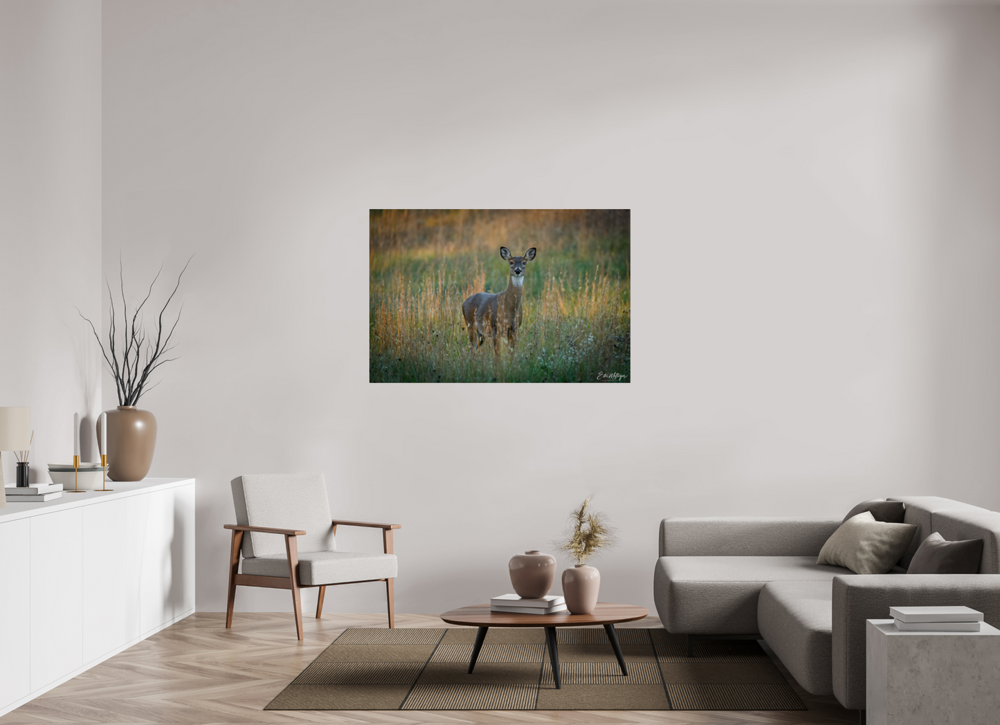 54 x 36″, Acrylic "Grace in the Meadow" - White-tailed Doe