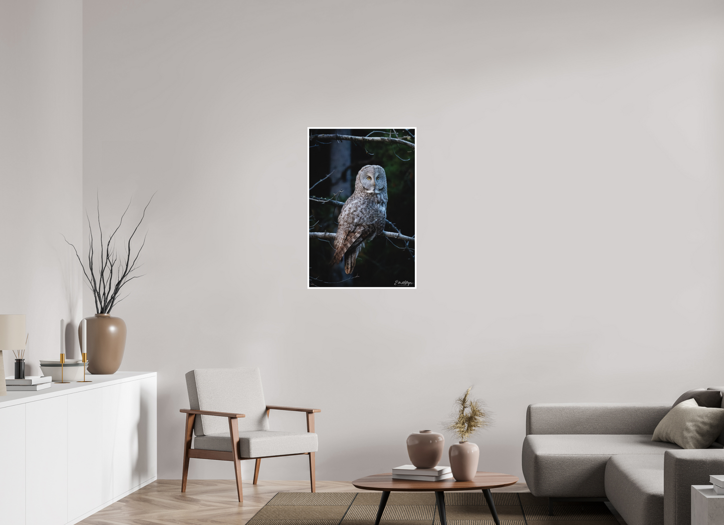 24 x 36″, Fine art print "Keeper of the Dawn" - Great Grey Owl