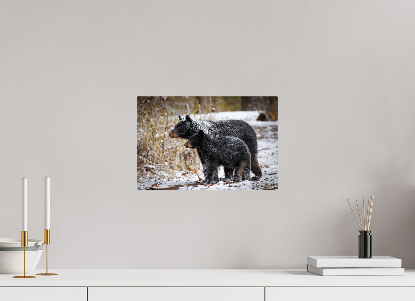 15 x 10″, Metal "Guardians of the Snow" - Black Bears