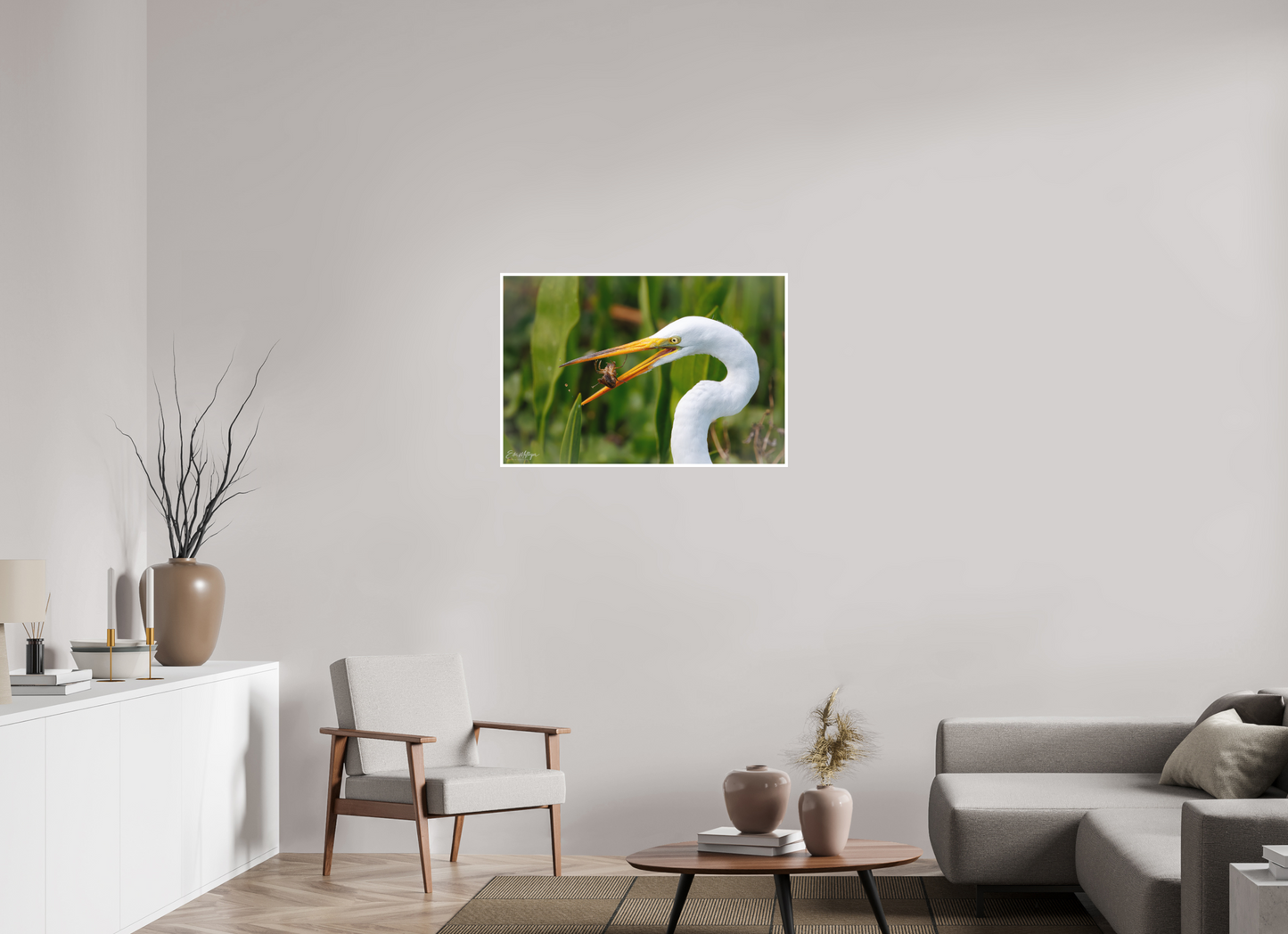 36 x 24″, Fine art print "Marsh Hunter" - Great Egret