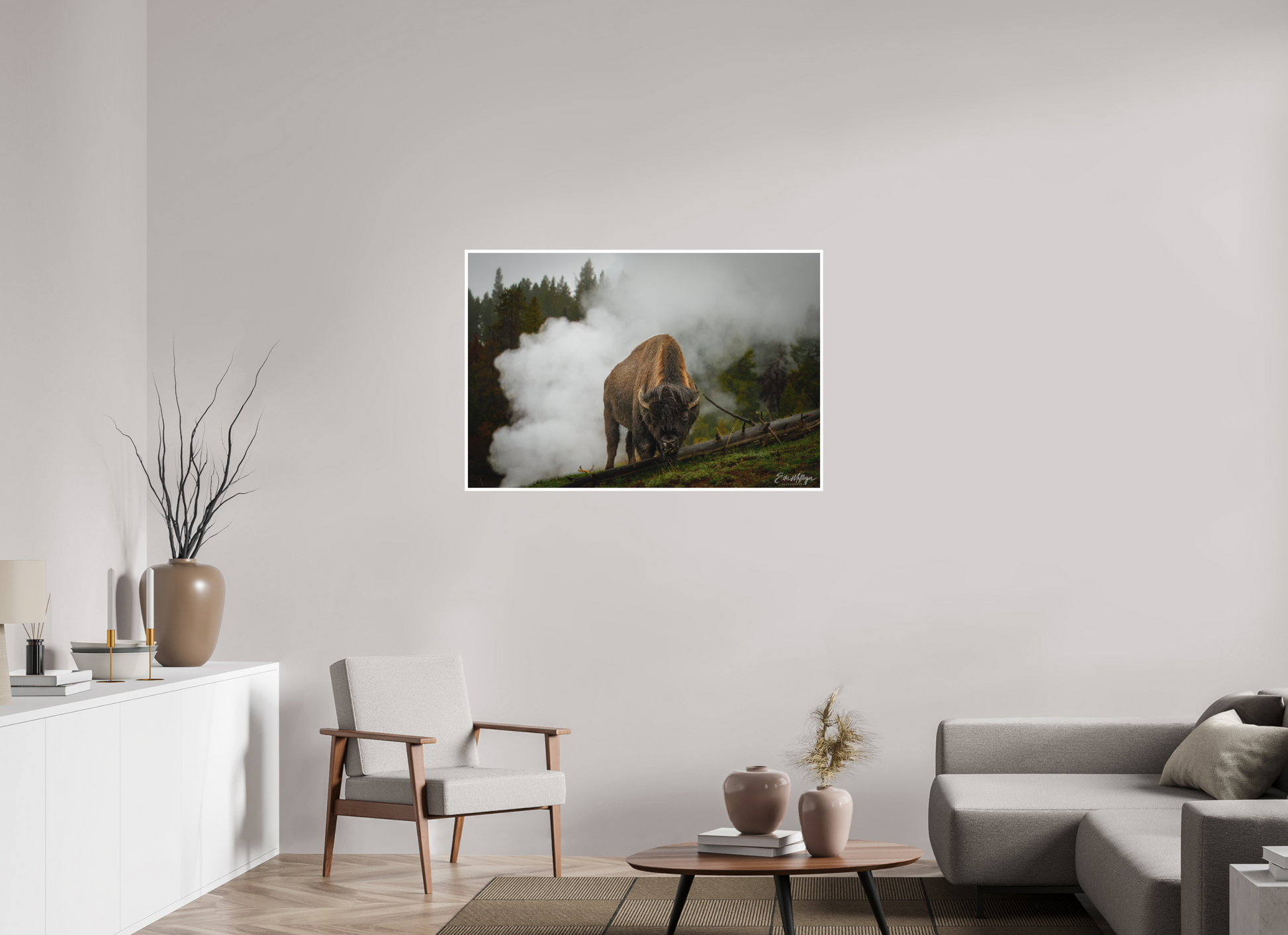 45 x 30″, Fine art print "Misty Majesty" - Bison