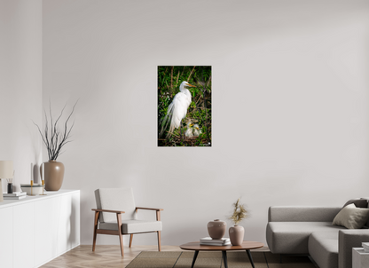 Great egret with chicks