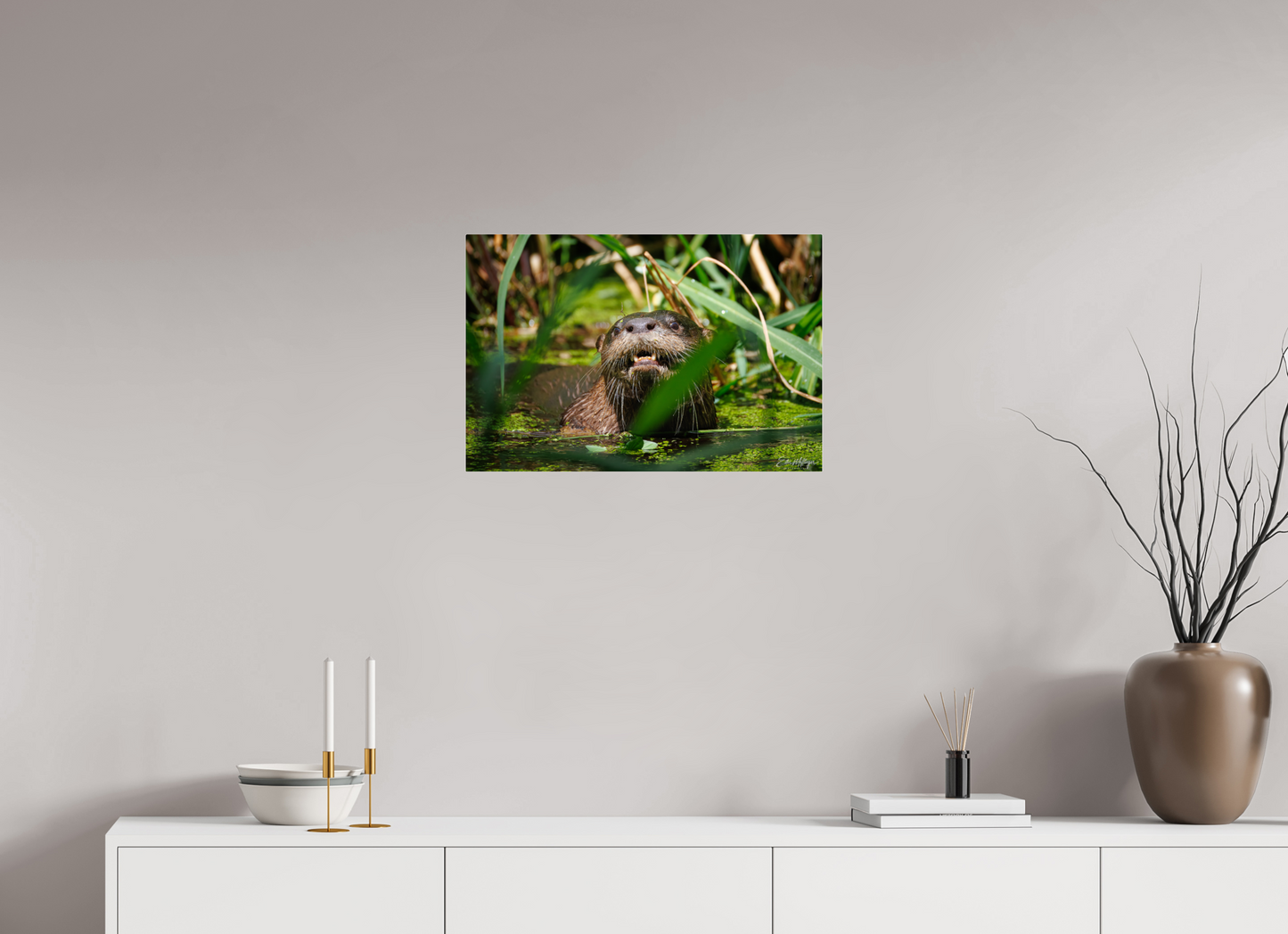 24 x 16″, Acrylic "Swamp Watcher" - American river otter