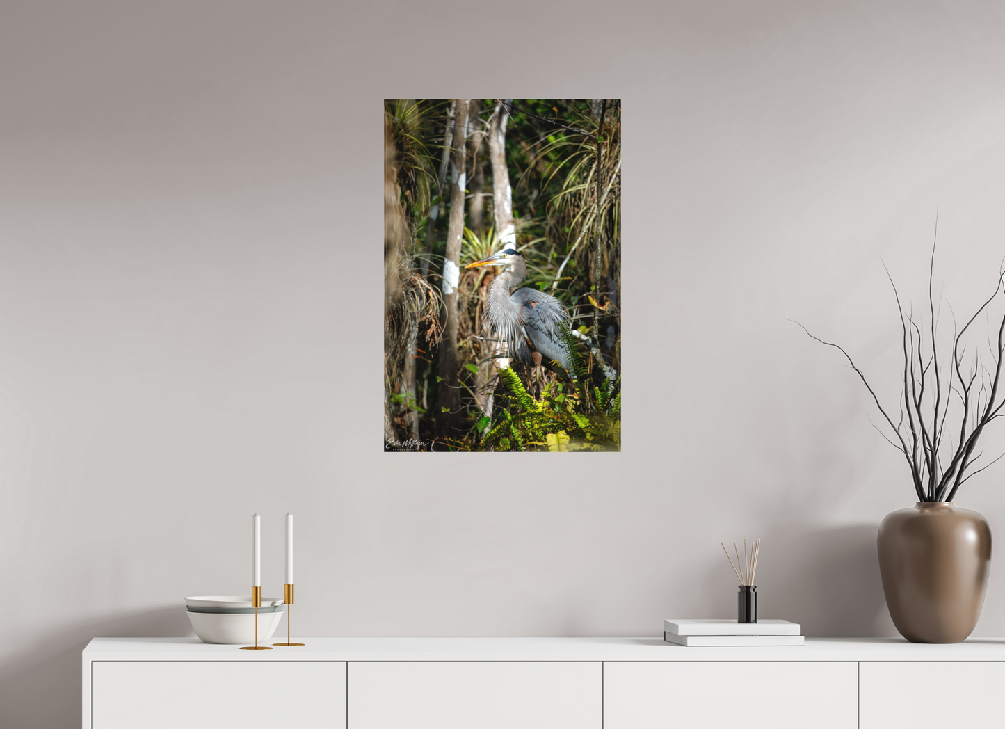 20 x 30″, Canvas "Swamp Sentinel" - Great Blue Heron