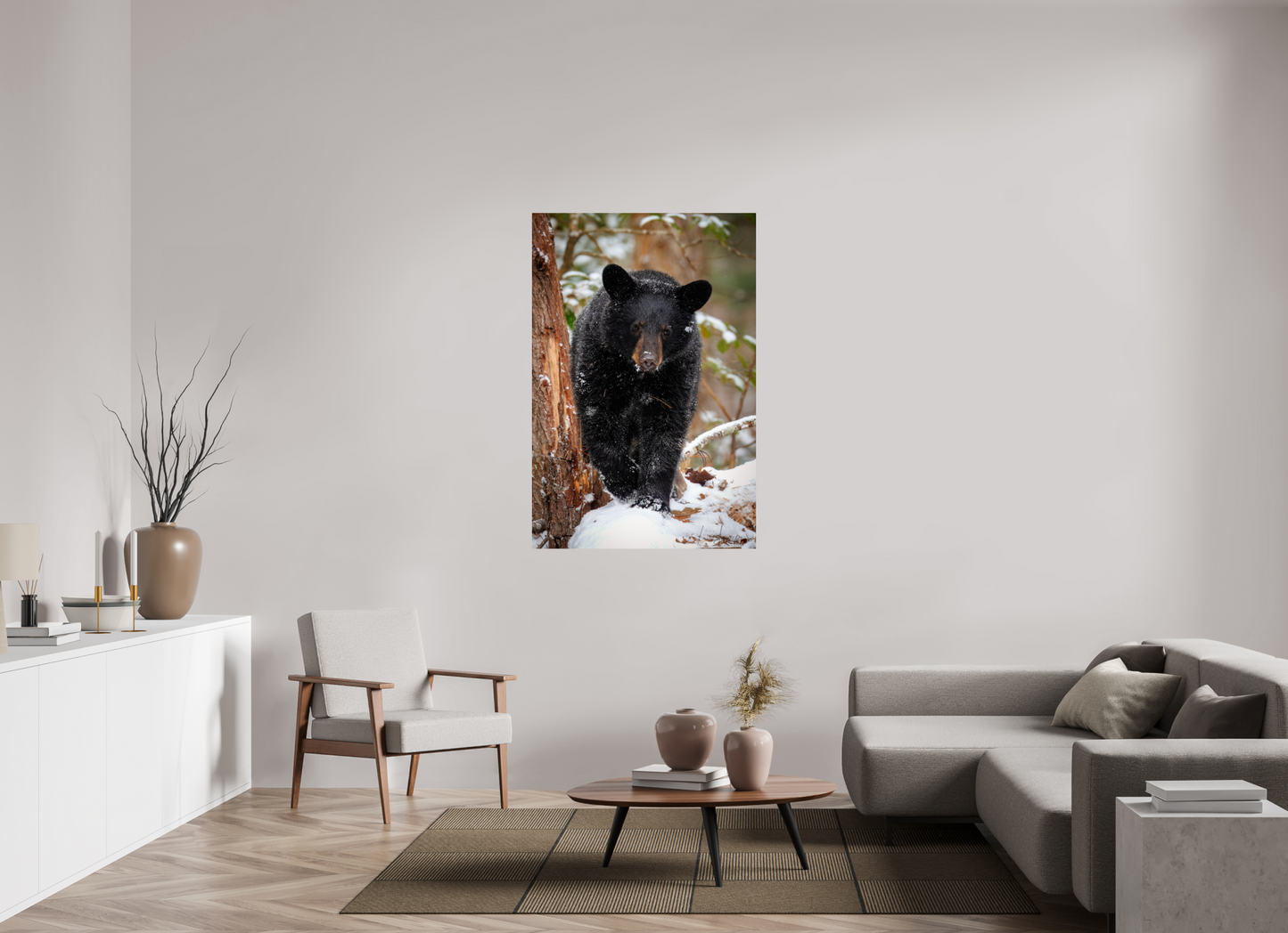 36 x 54″, Metal "Steps Through Snow" - Black Bear