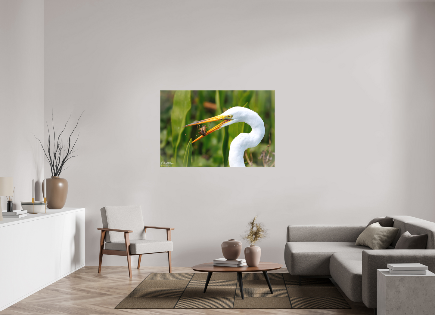 54 x 36″, Canvas "Marsh Hunter" - Great Egret