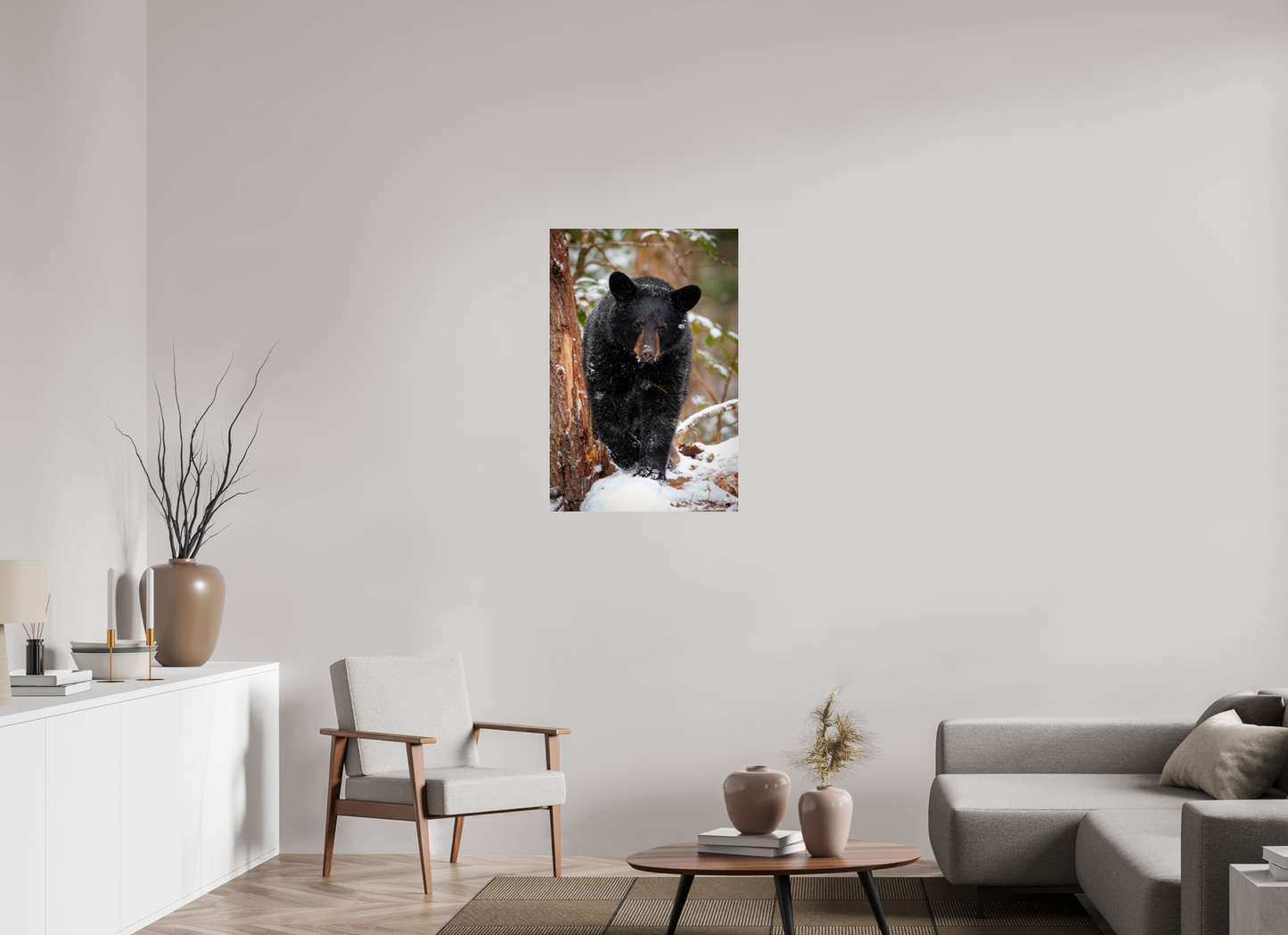 24 x 36″, Acrylic "Steps Through Snow" - Black Bear