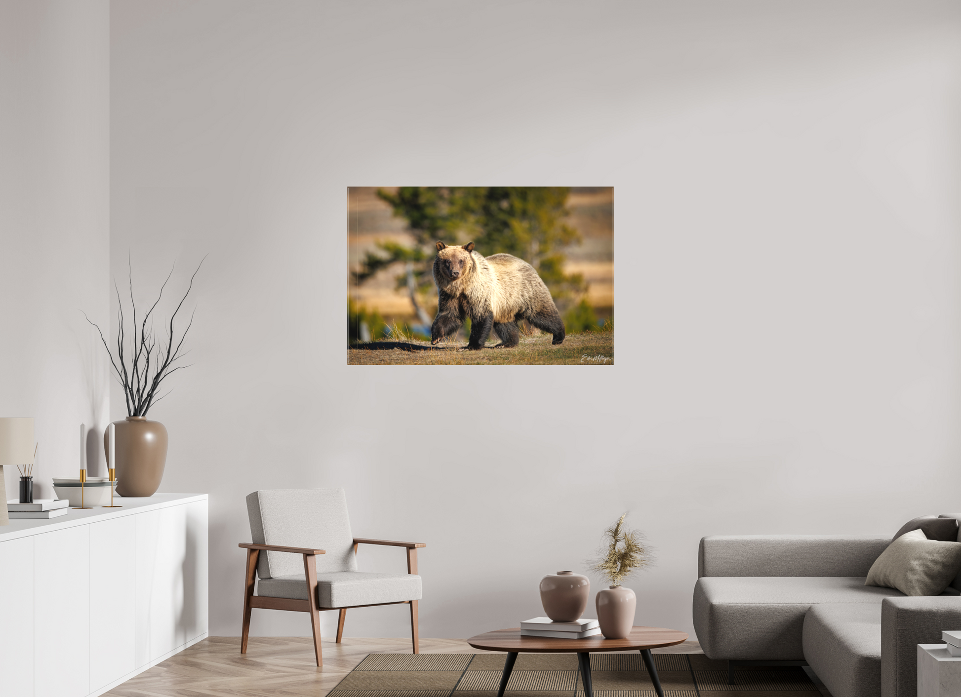 45 x 30″, Canvas "River Run" - Grizzly Bear