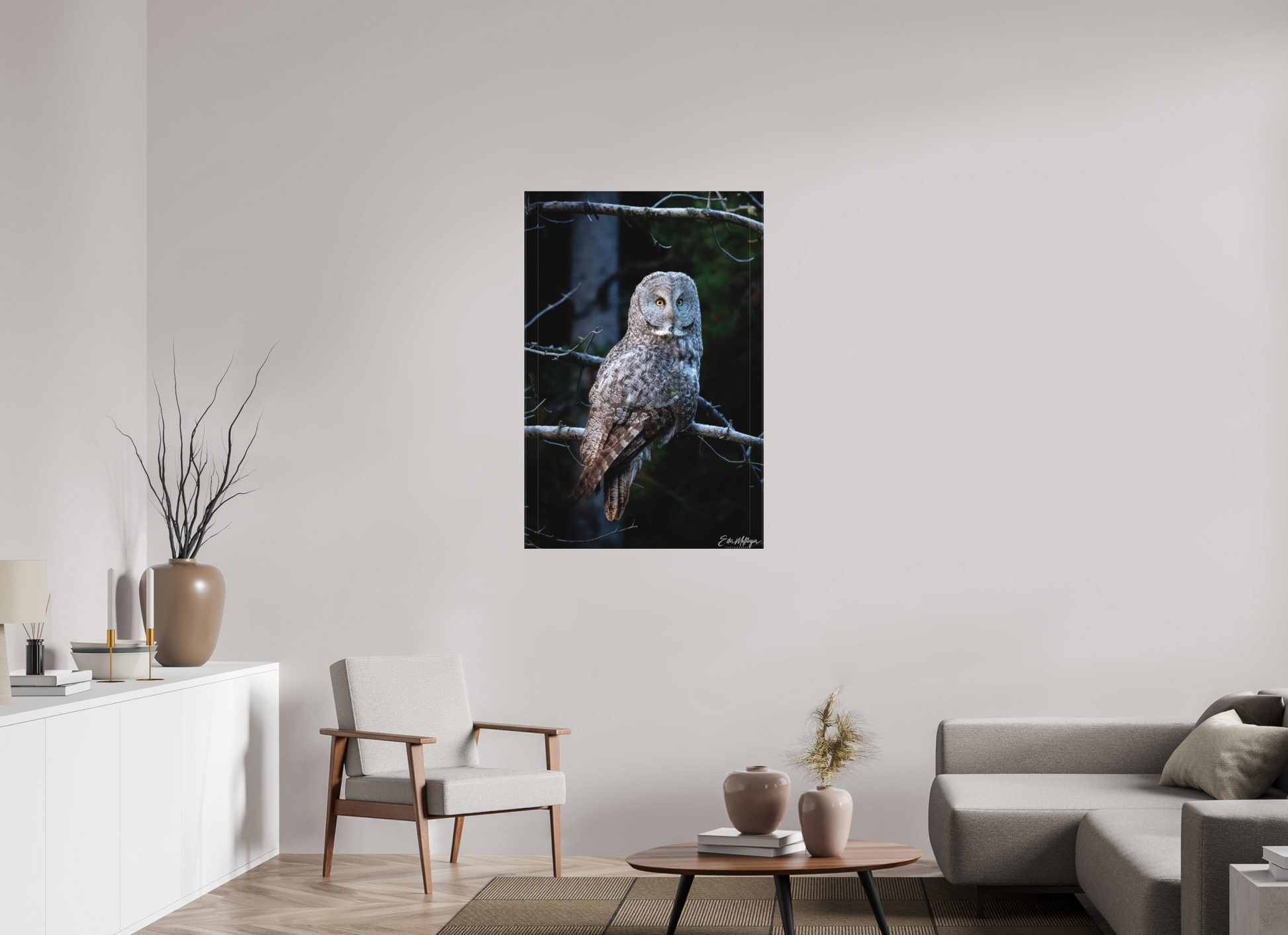 30 x 45″, Canvas "Keeper of the Dawn" - Great Grey Owl