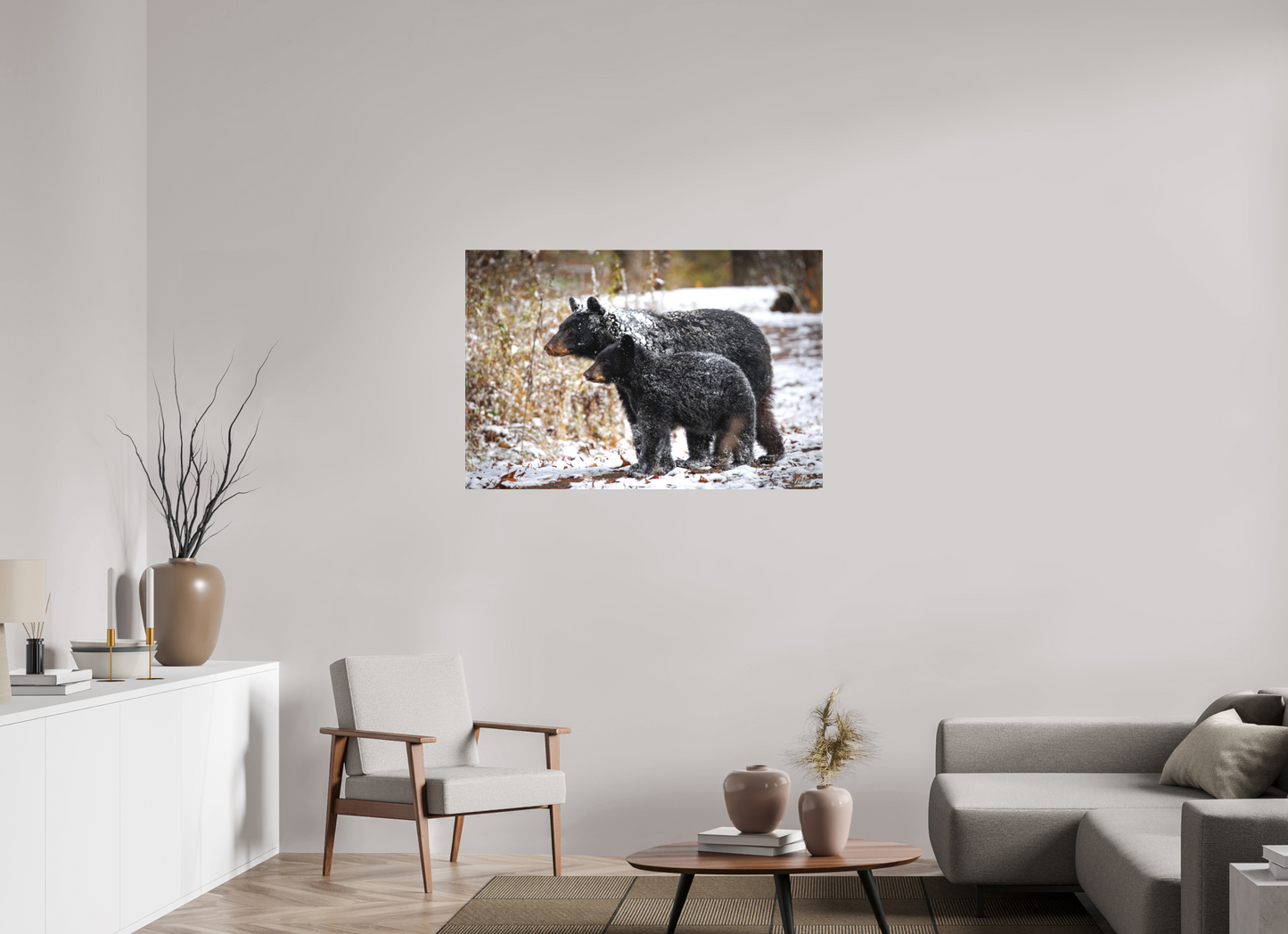 45 x 30″, Canvas "Guardians of the Snow" - Black Bears
