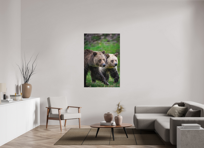 36 x 54″, Canvas "Rainfall Stroll" - Grizzly Bears