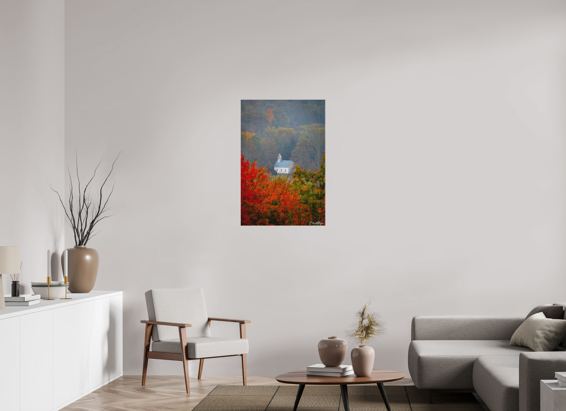 24 x 36″, Canvas Autumn Faith - Cades Cove Methodist Church
