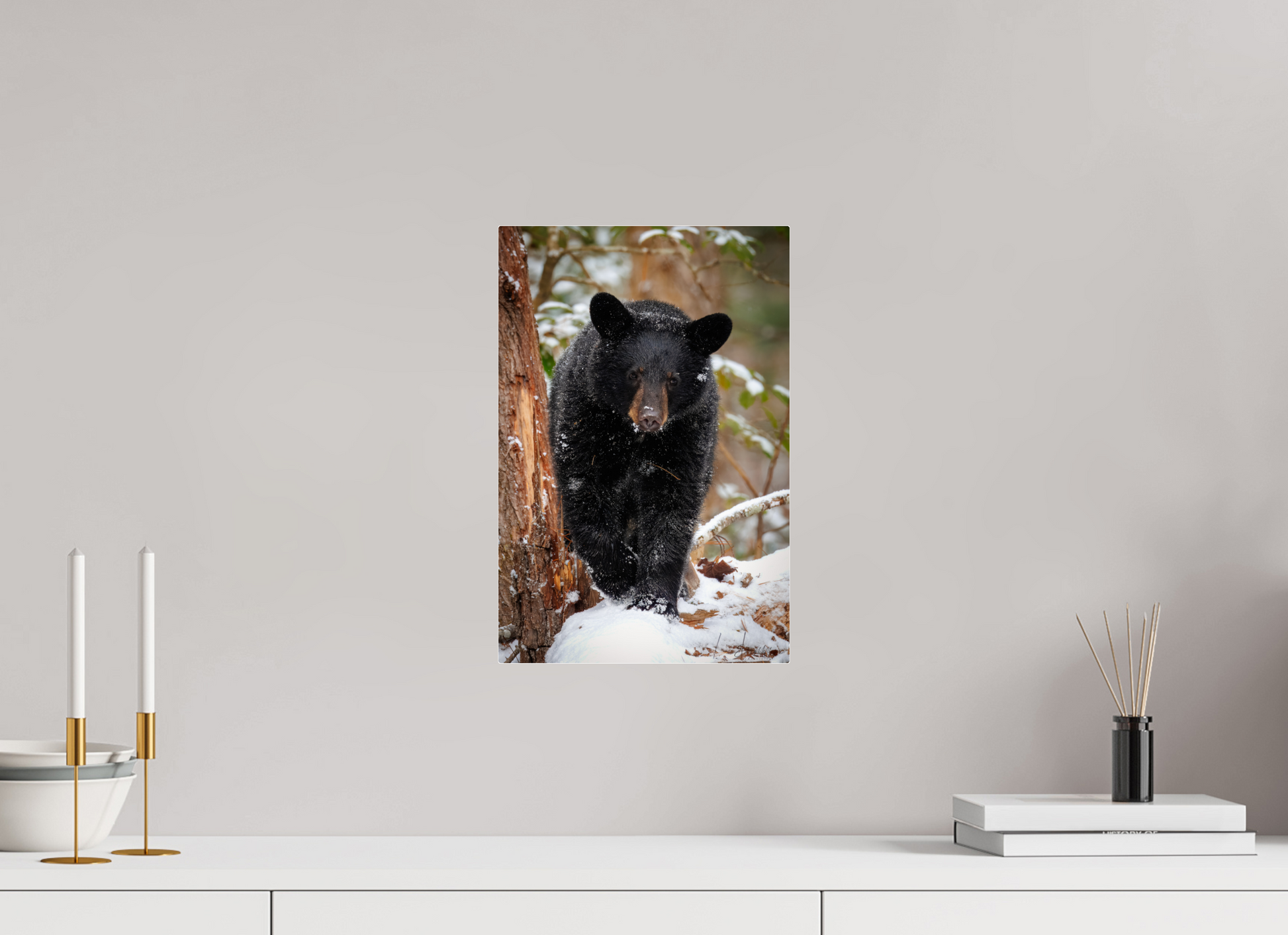10 x 15″, Acrylic "Steps Through Snow" - Black Bear