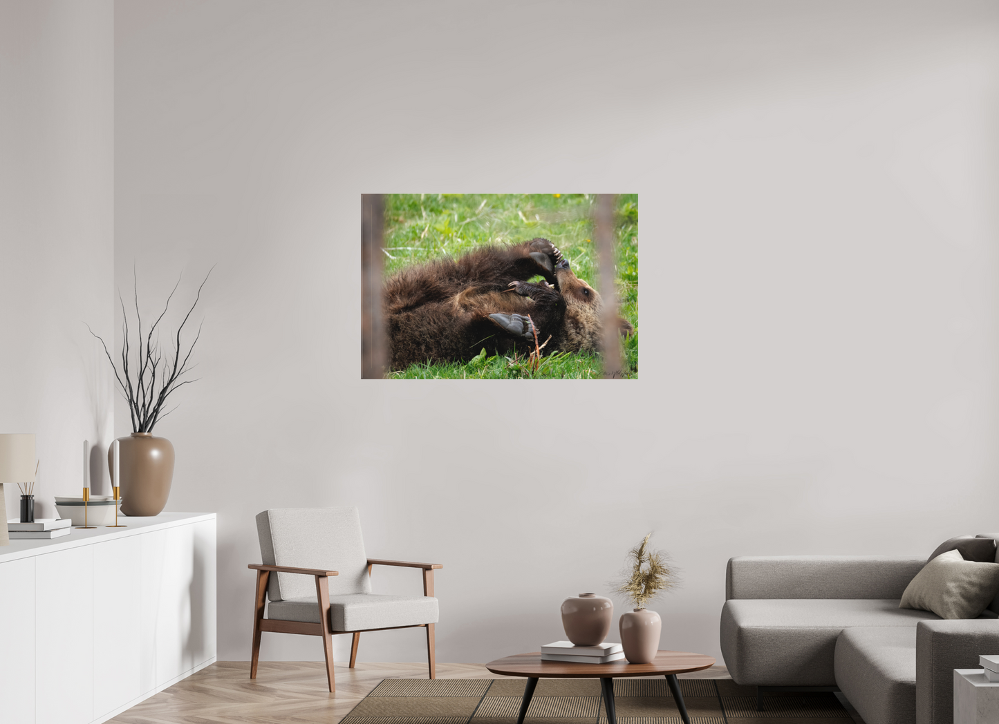 Bear chewing on its foot
