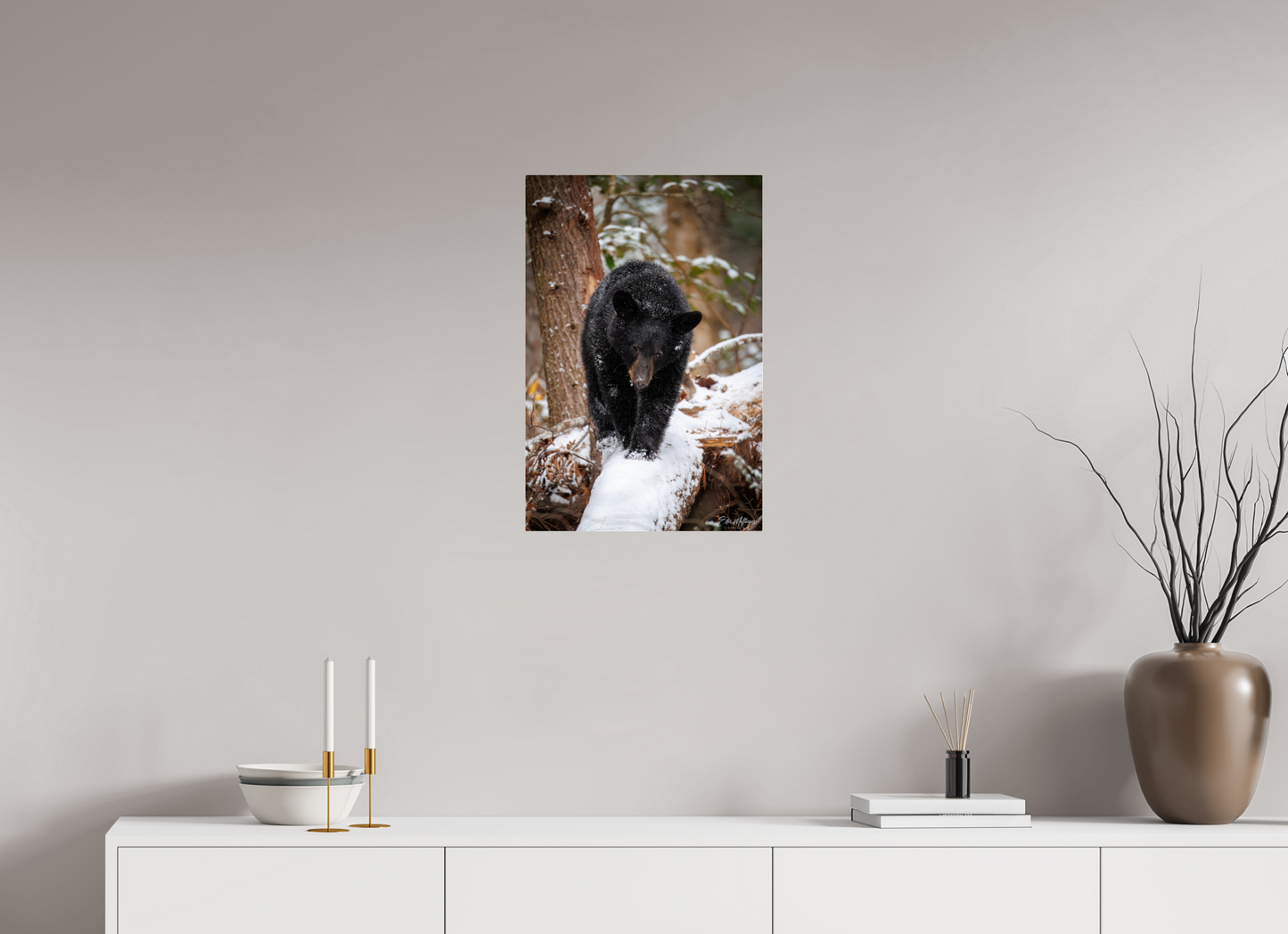 16 x 24″, Acrylic "Little Snow Walker" - Black Bear