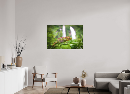 45 x 30″, Canvas "Guardian of the Falls" - Chameleon in the Rainforest