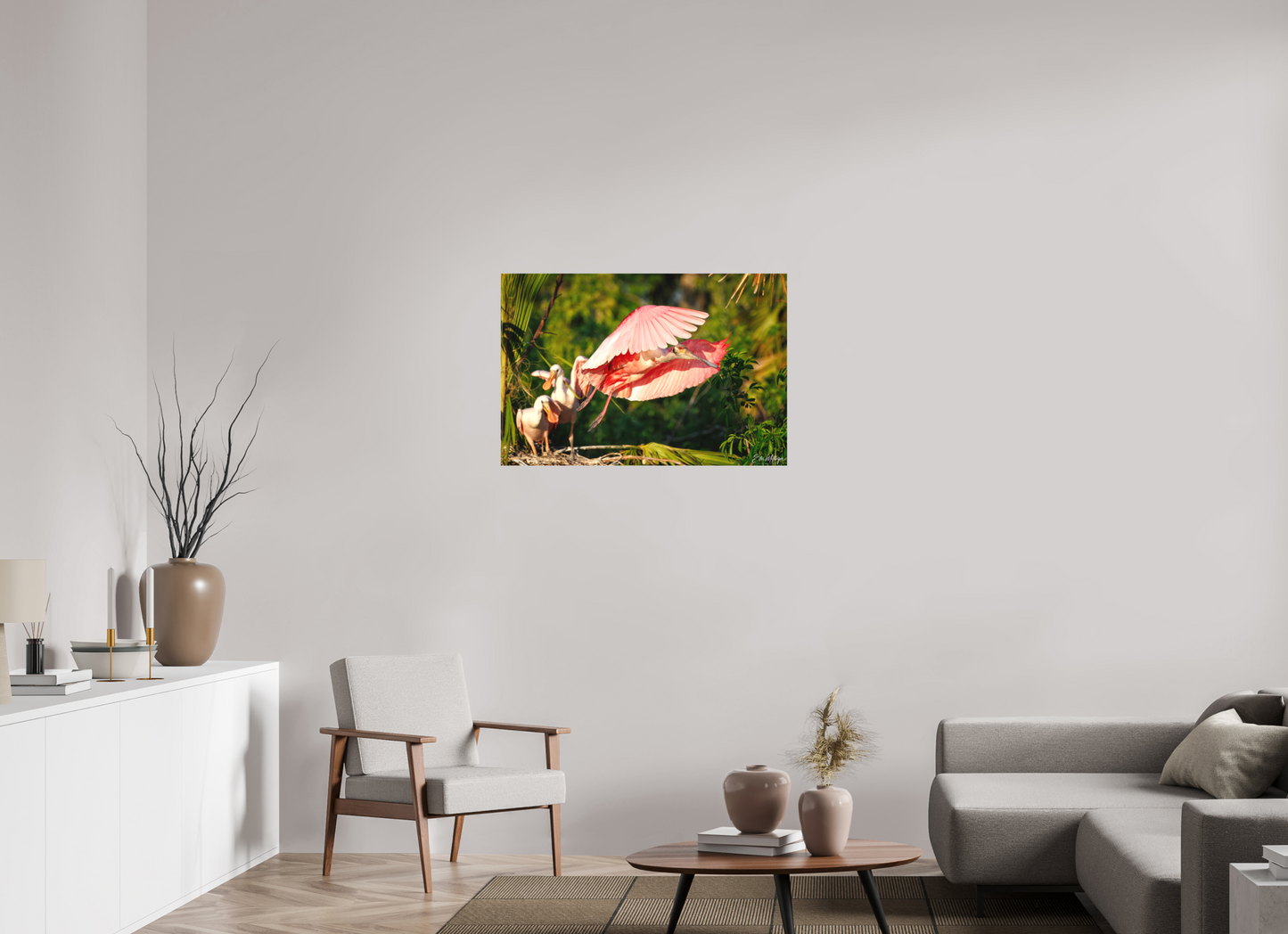 36 x 24″, Canvas "After the Feeding" - Roseate Spoonbill