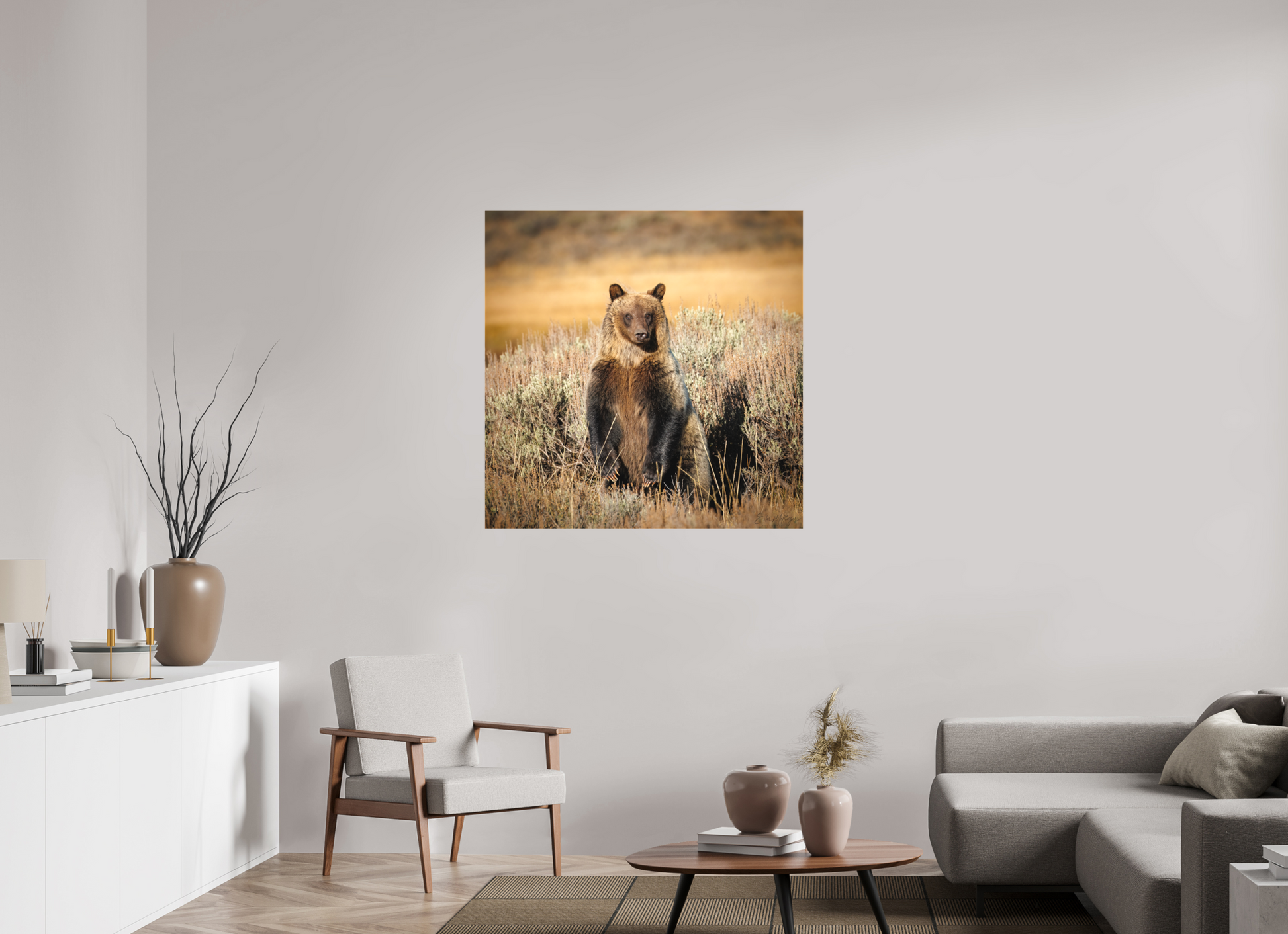 40 x 40″, Canvas "Standing Tall" - Grizzly Bear