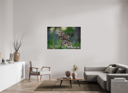 54 x 36″, Acrylic "Burrowlight" - Burrowing Owls