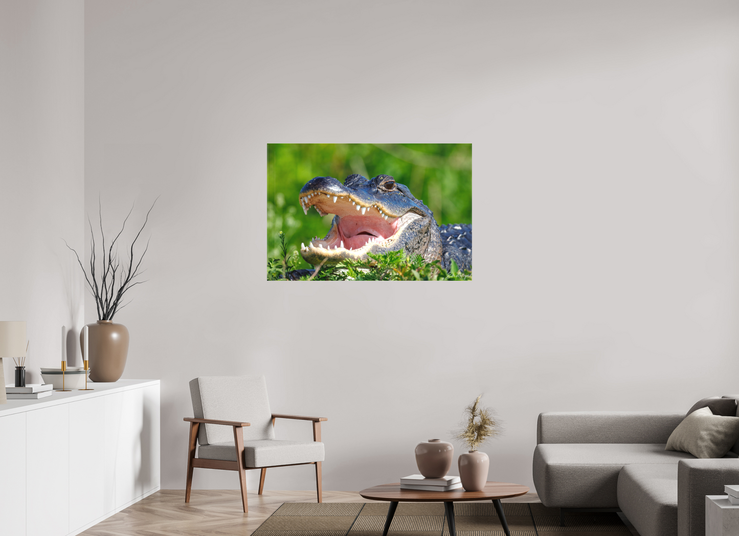 45 x 30″, Canvas "Wide Open" - American Alligator
