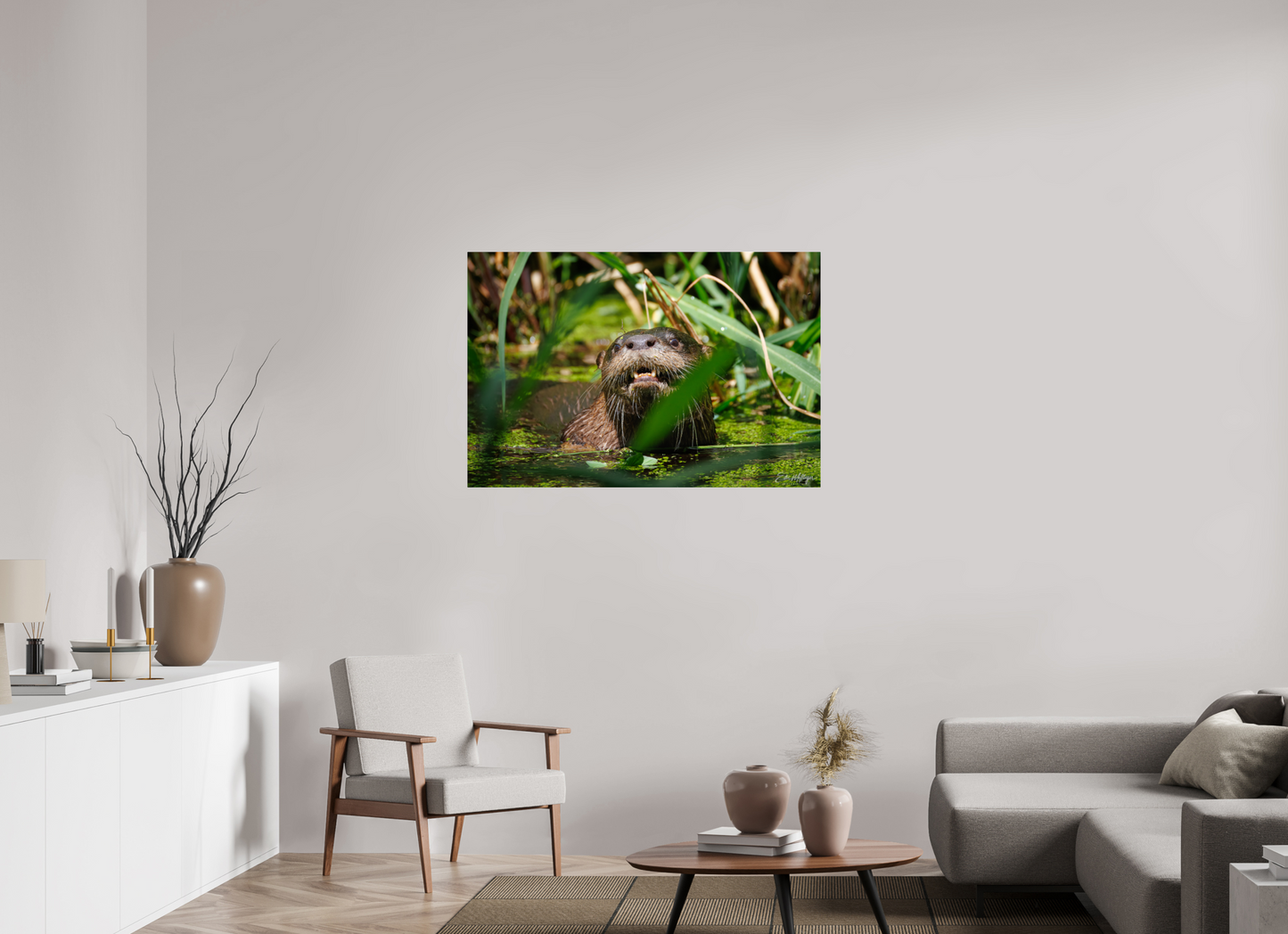 45 x 30″, Acrylic "Swamp Watcher" - American river otter