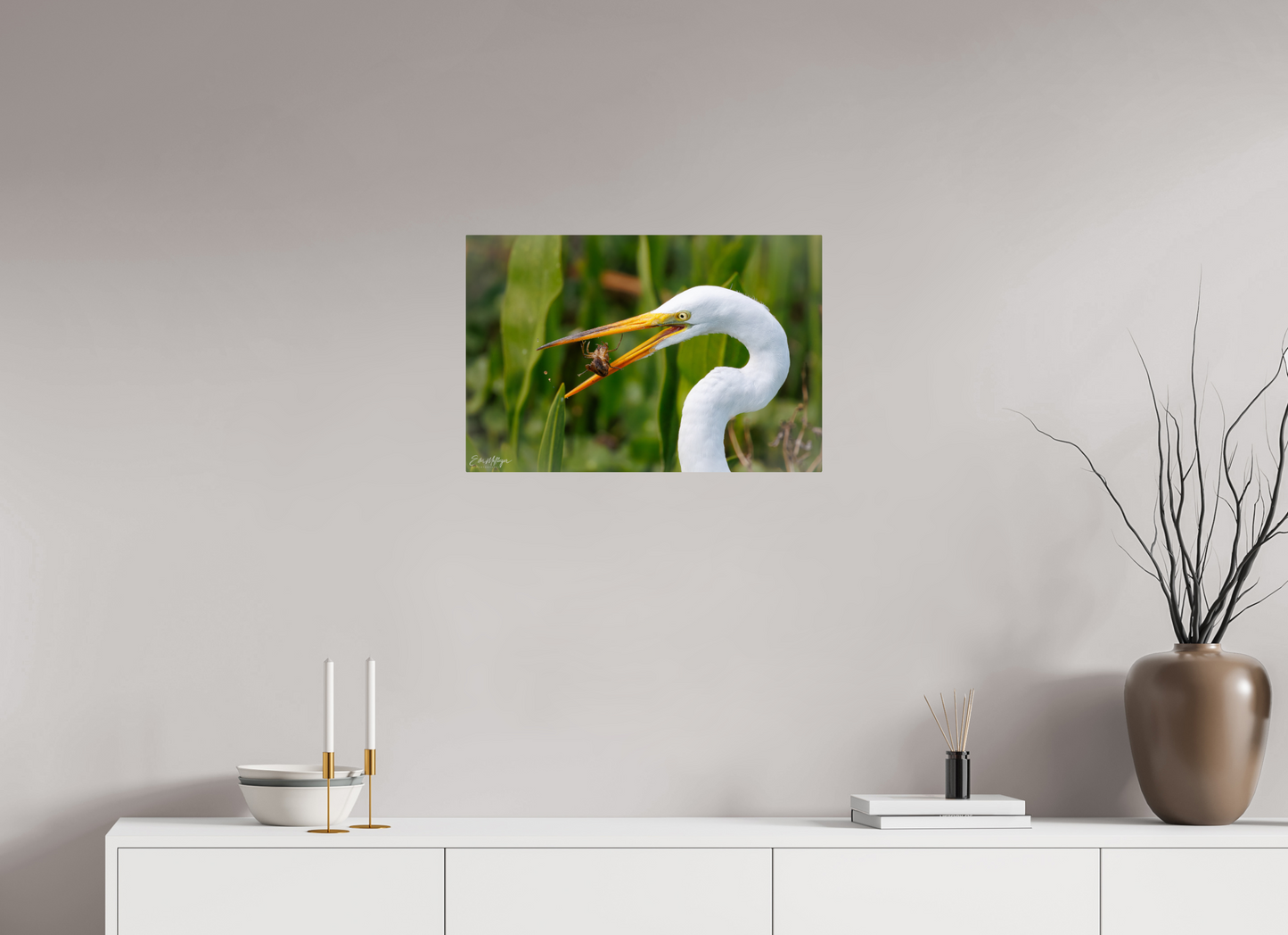 24 x 16″, Metal "Marsh Hunter" - Great Egret