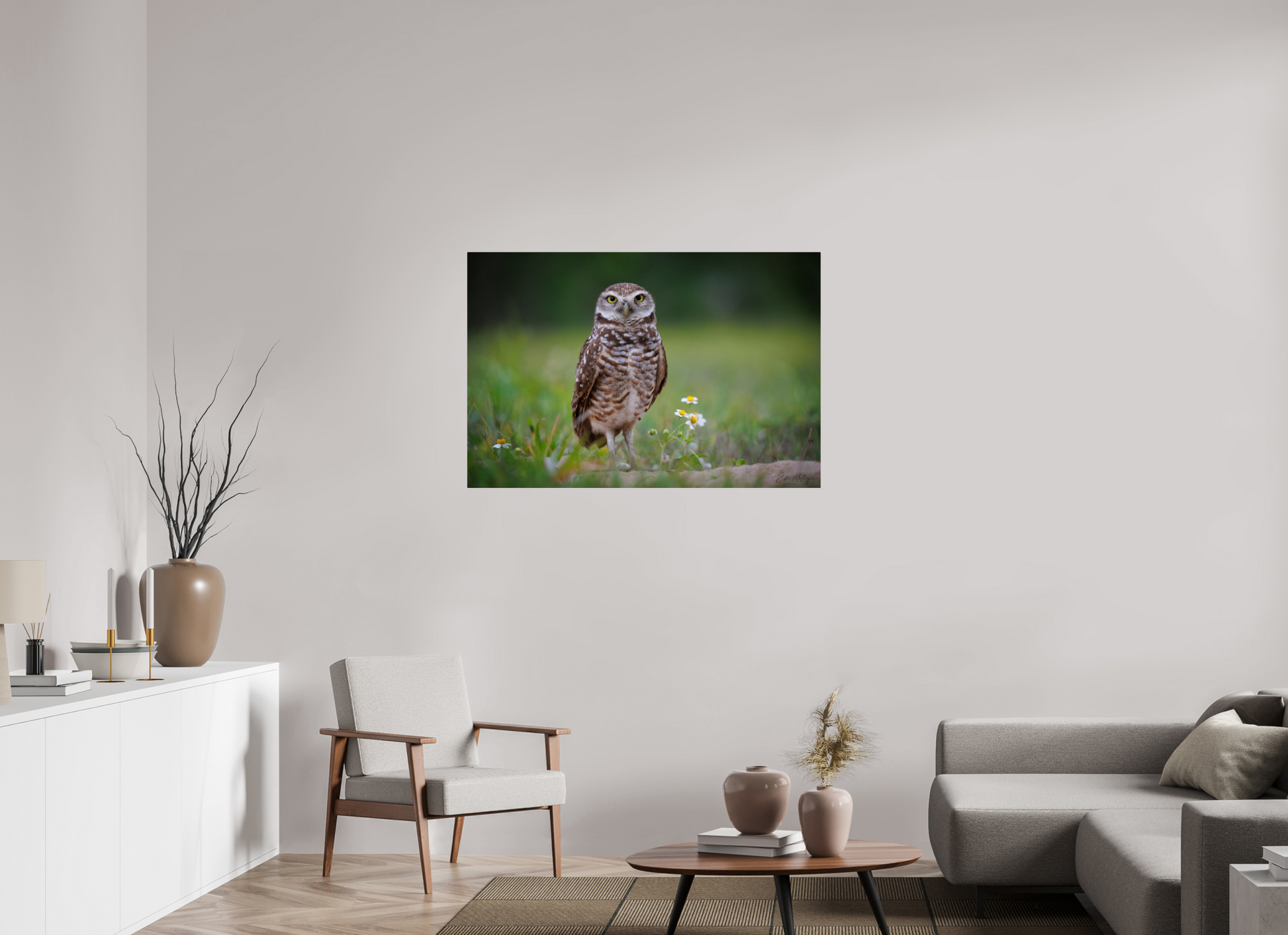 45 x 30″, Metal "The Watcher" - Burrowing Owl