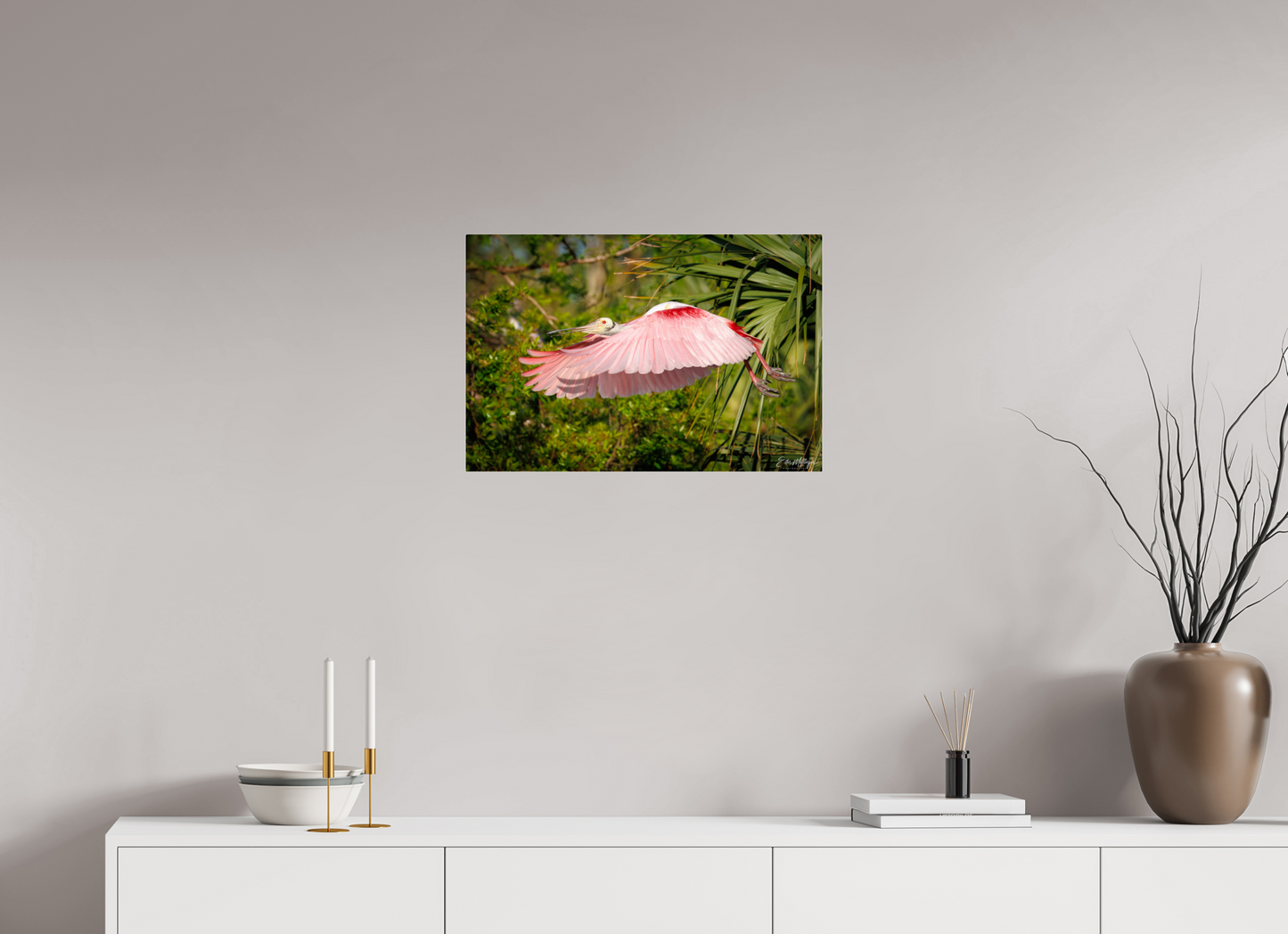 24 x 16″, Acrylic "Pink Passage" - Roseate Spoonbill