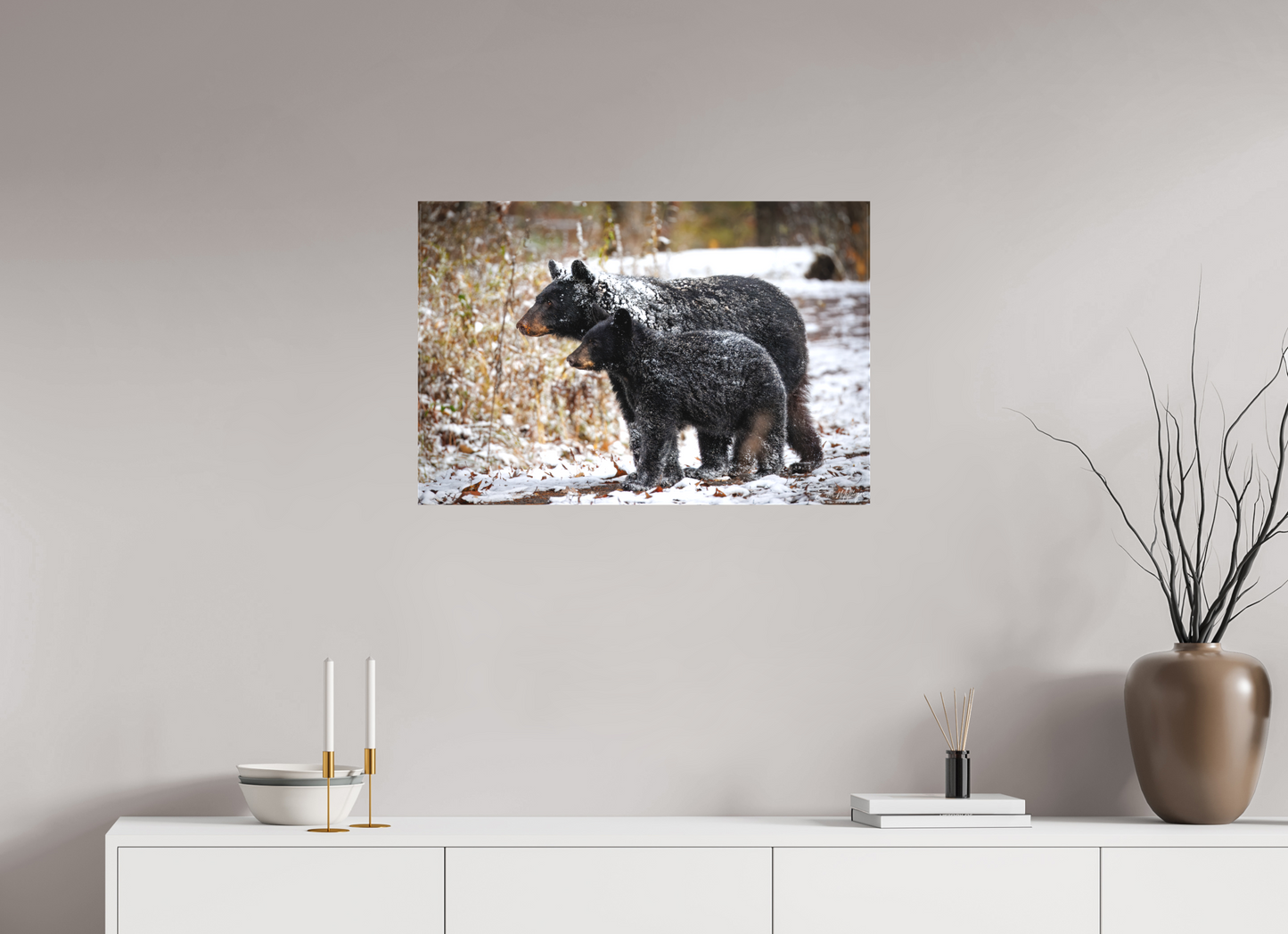 30 x 20″, Canvas "Guardians of the Snow" - Black Bears