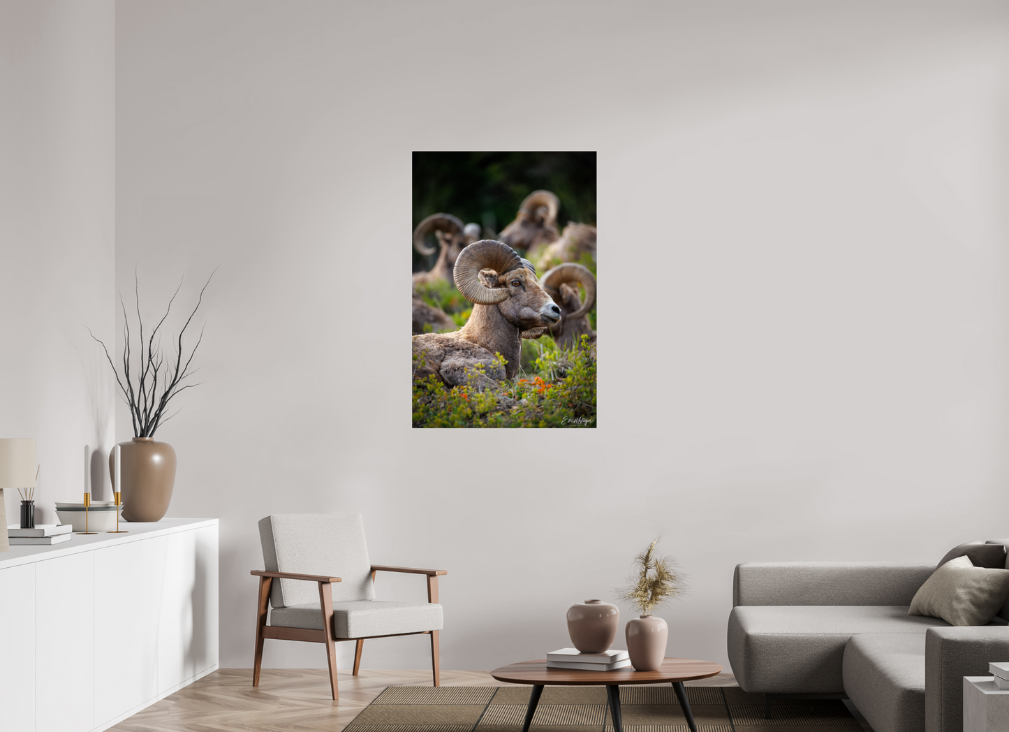 30 x 45″, Acrylic "High Watch" - Bighorn Sheep