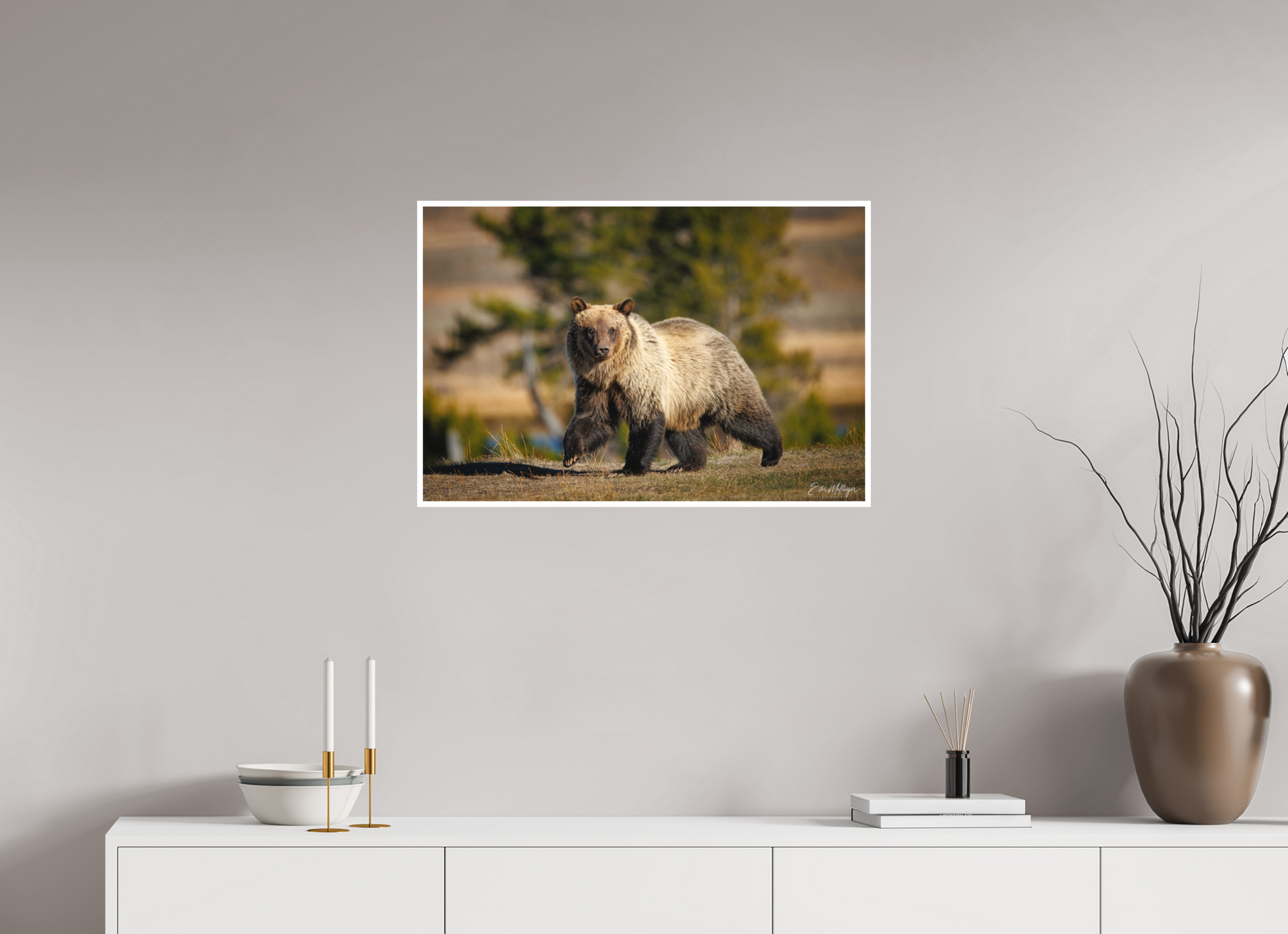 30 x 20″, Fine art print "River Run" - Grizzly Bear