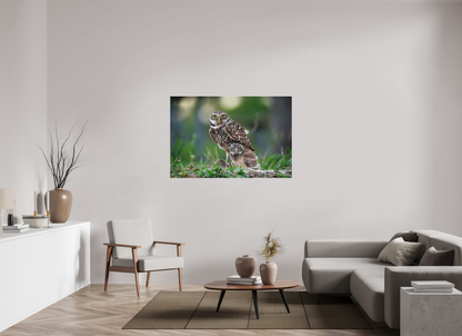 54 x 36″, Canvas "Burrowlight" - Burrowing Owls