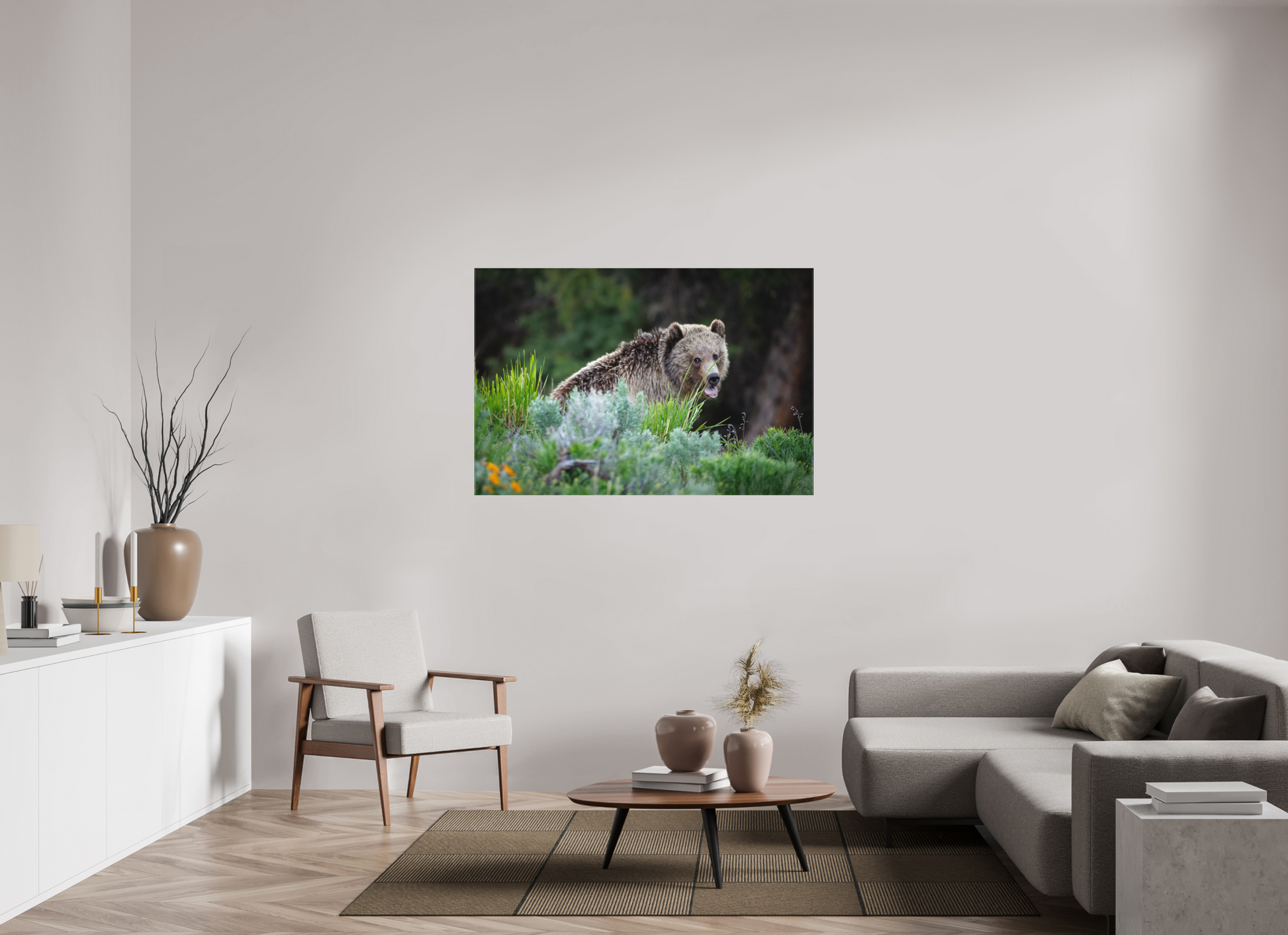 54 x 36″, Canvas "Gentle Yawn" - Grizzly Bear