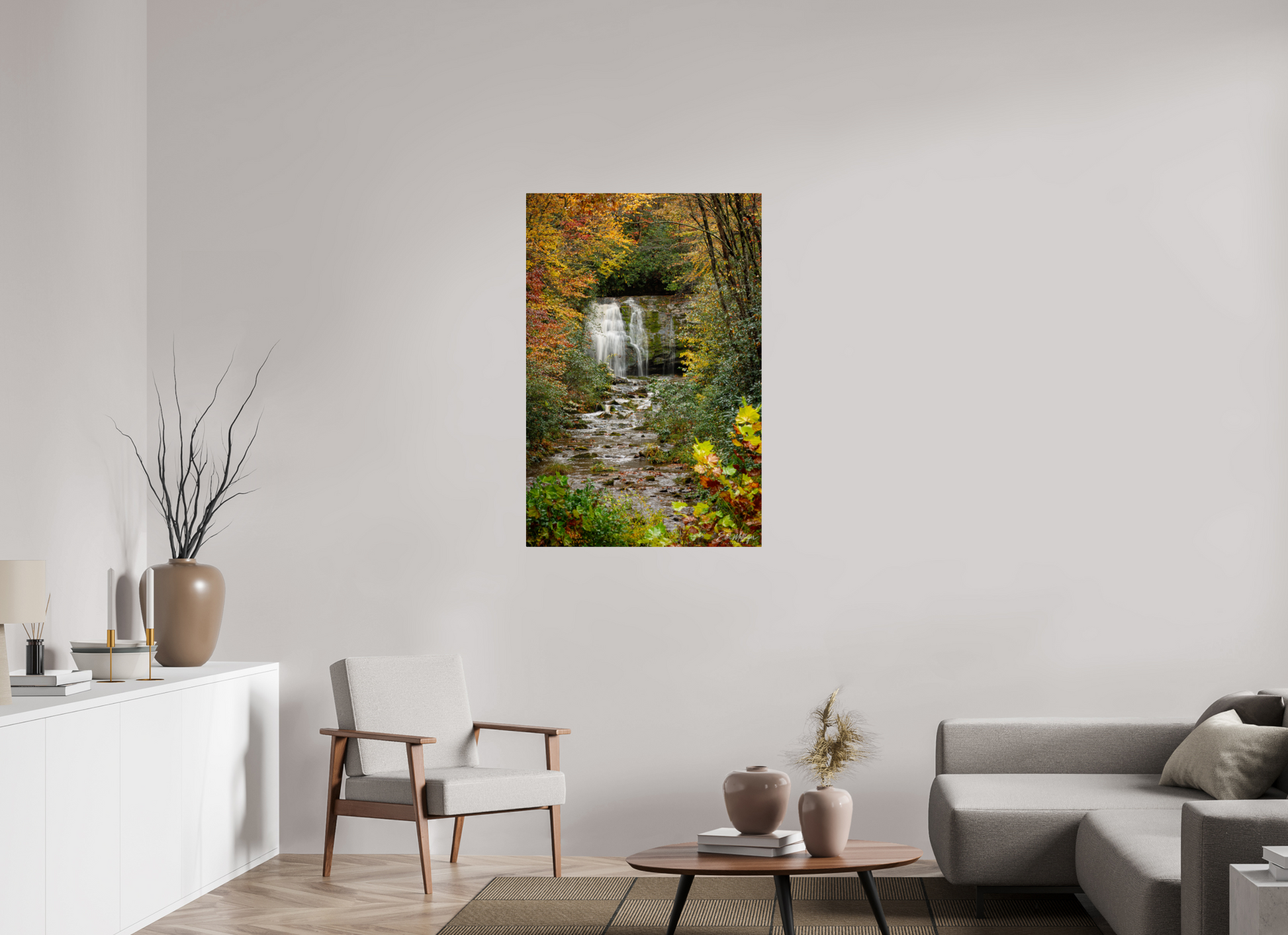 30 x 45″, Acrylic "Autumn's Window" - Meigs Falls