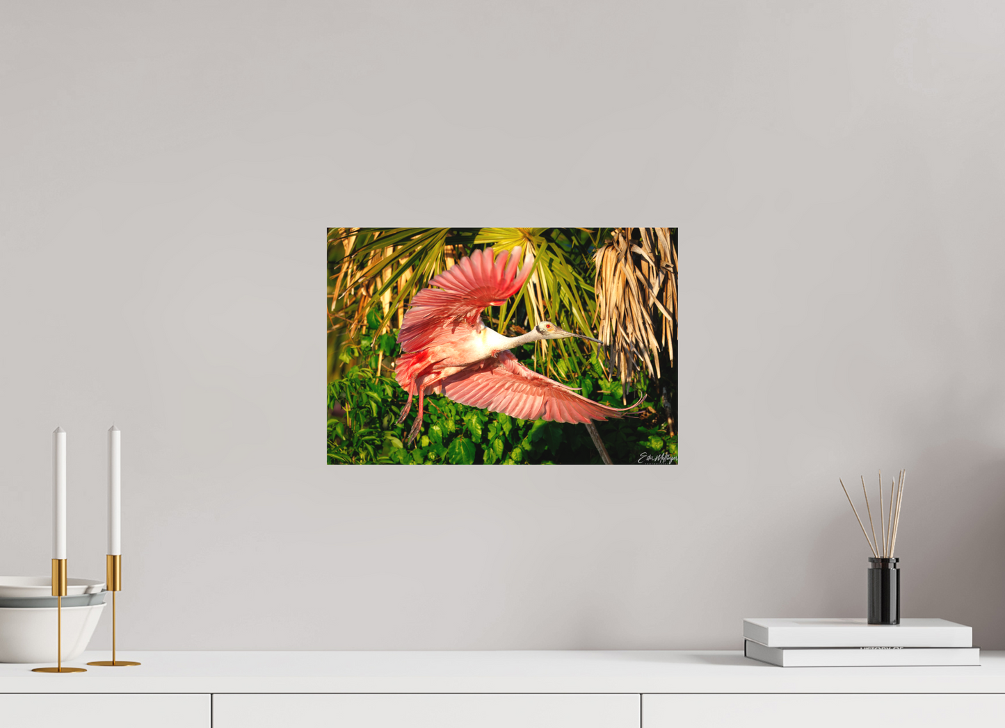 15 x 10″, Canvas "Brushstrokes of Pink" - Roseate Spoonbill