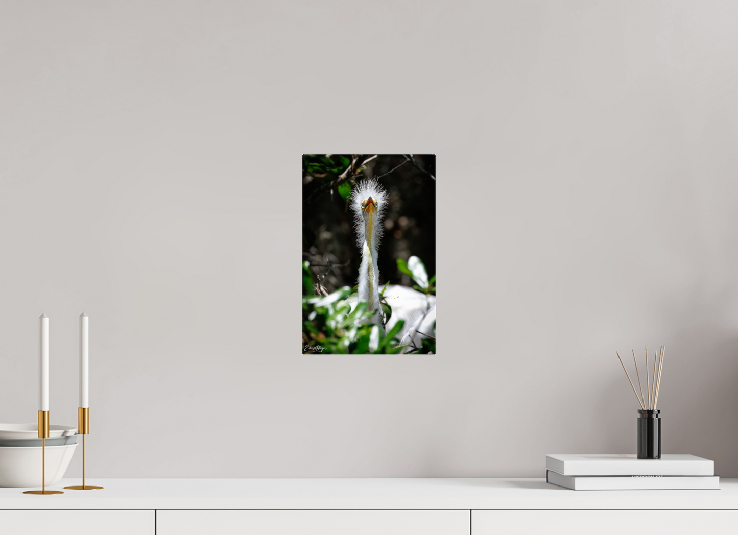 8 x 12″, Acrylic "Wetland Punk" - Great Egret
