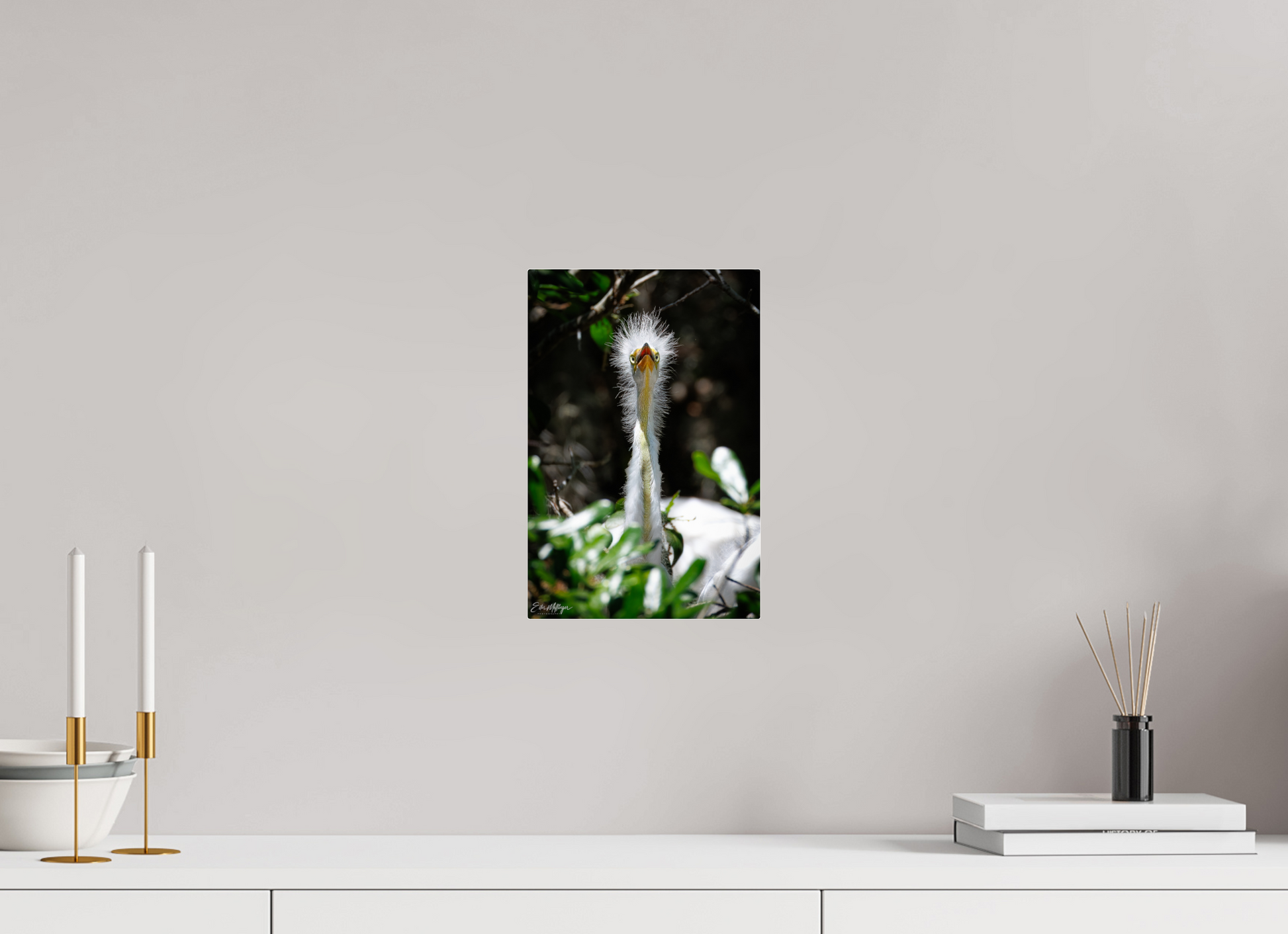 8 x 12″, Acrylic "Wetland Punk" - Great Egret